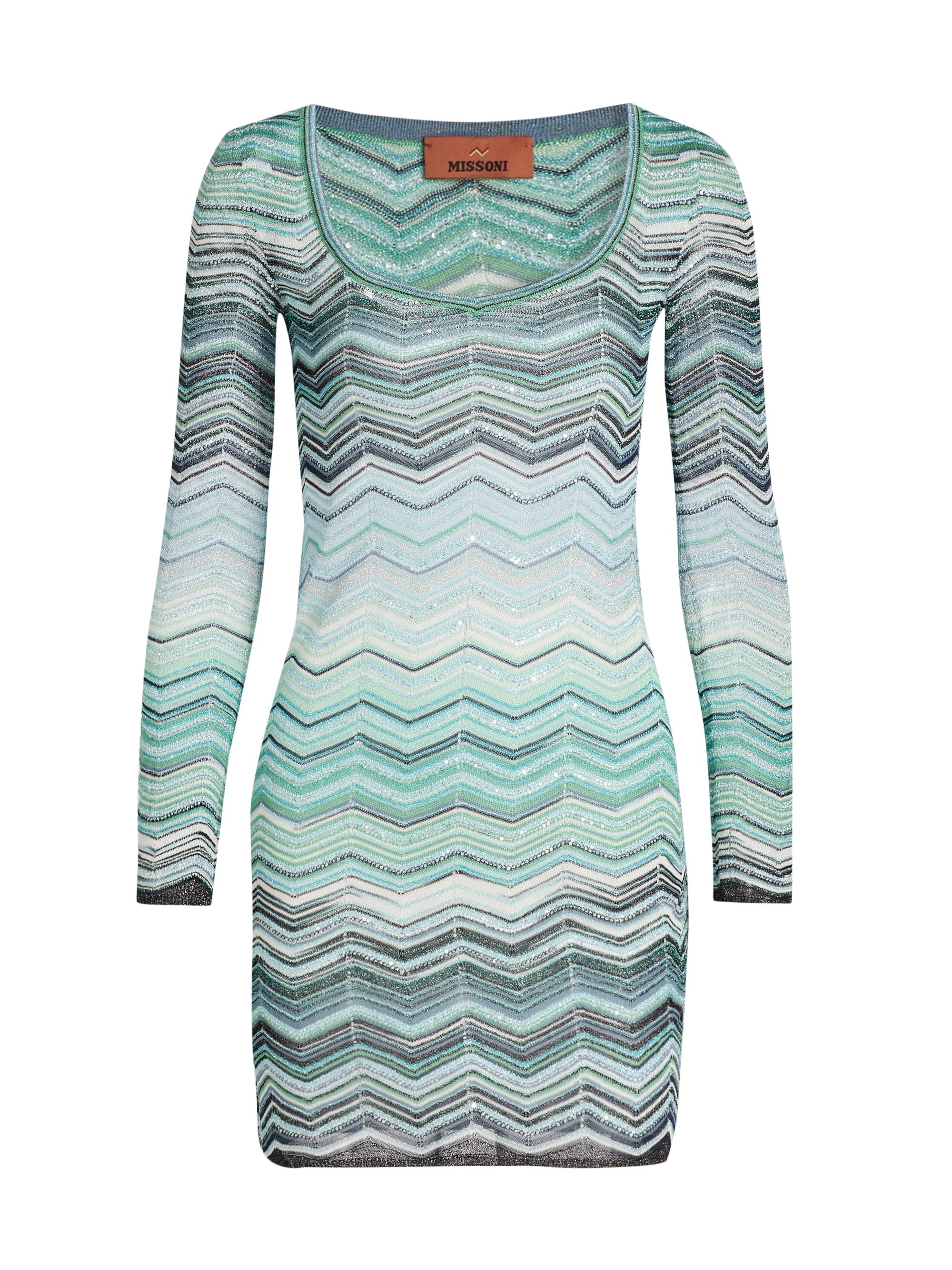 Missoni Women's Chevron Metallic Knit Minidress - Turquoise Tones