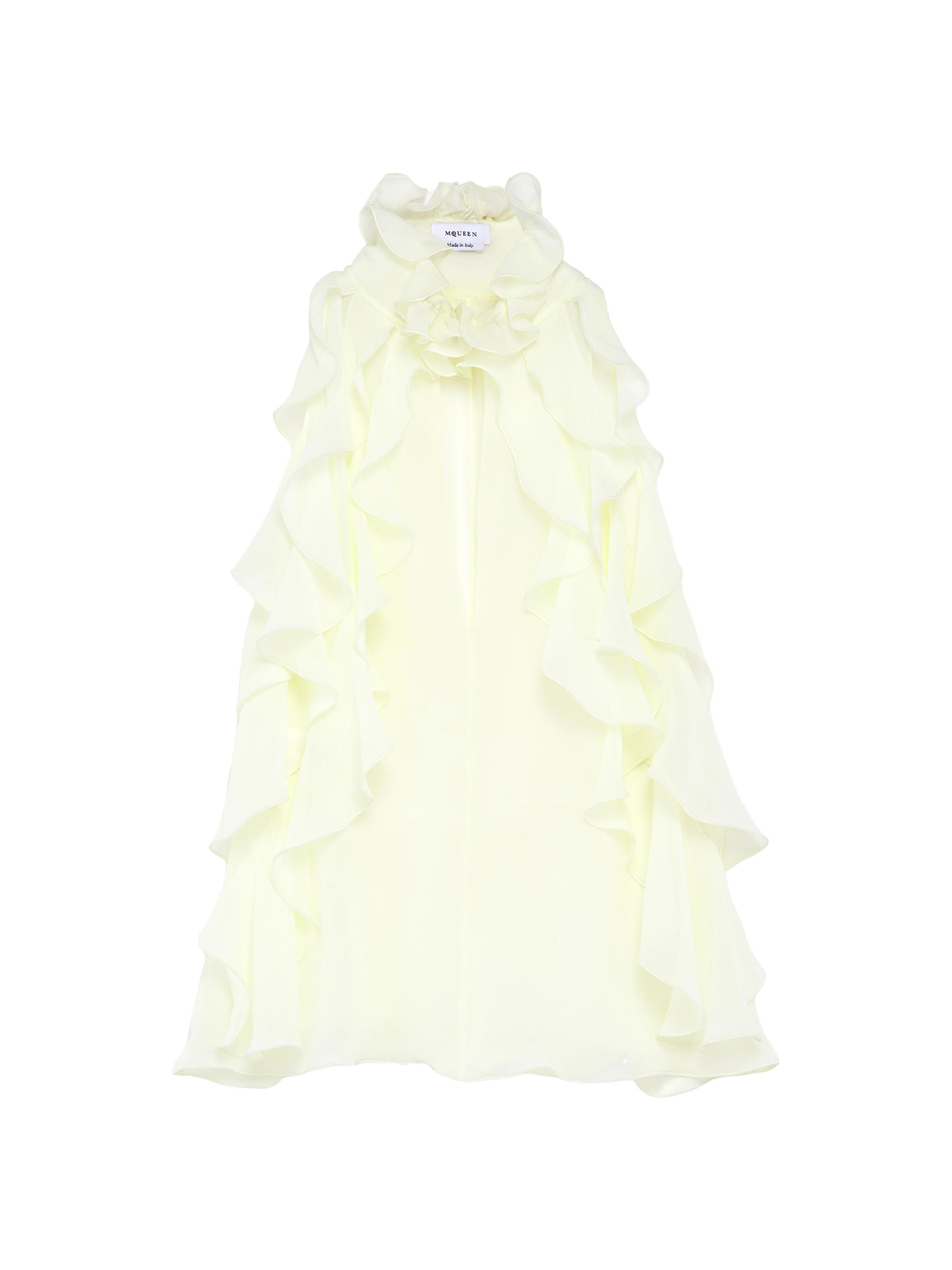 McQueen Women's Ruffled Sleeveless Silk Top - Gesso