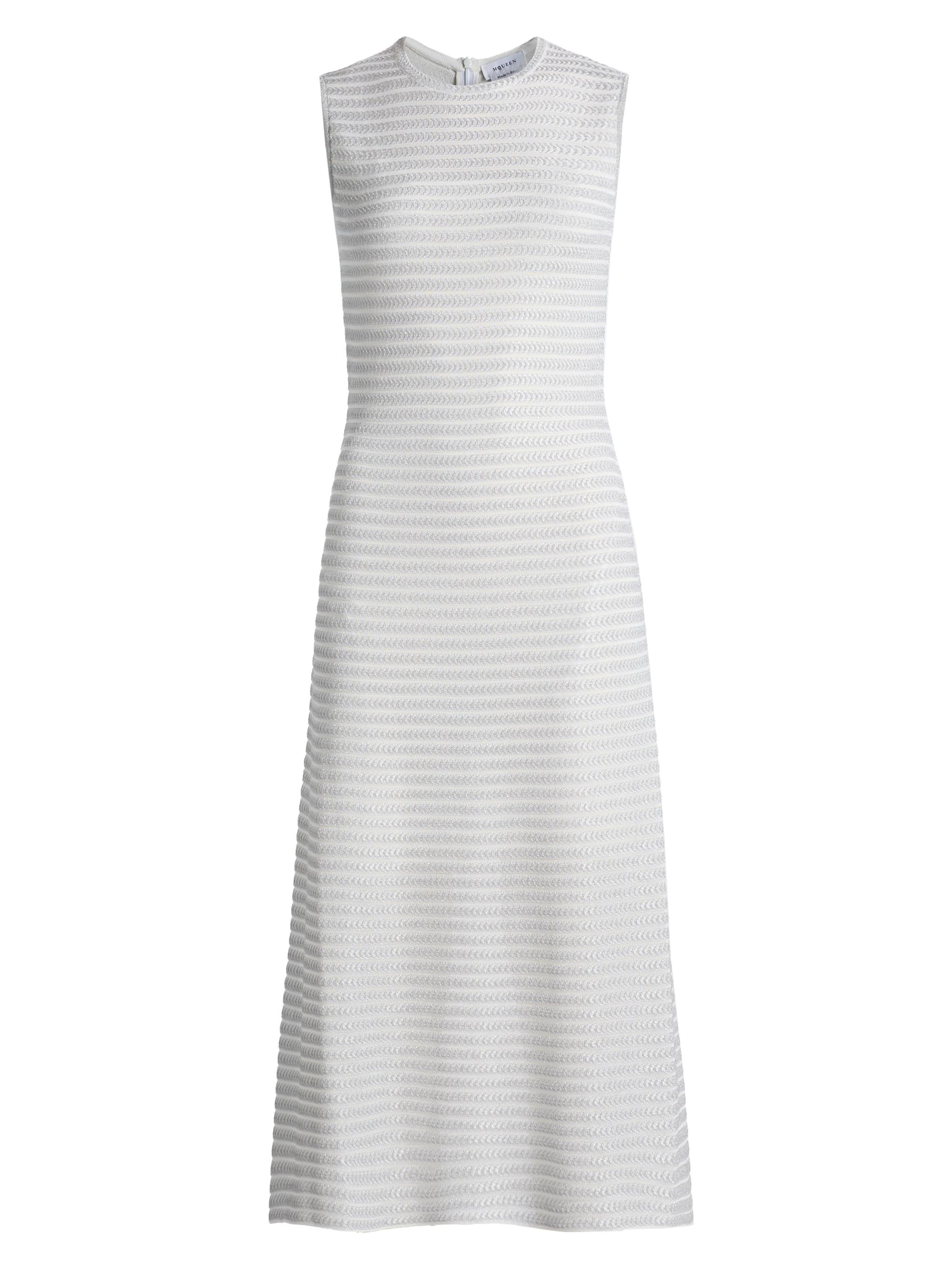 McQueen Women's Metallic Float Stitch Midi-Dress - Silver