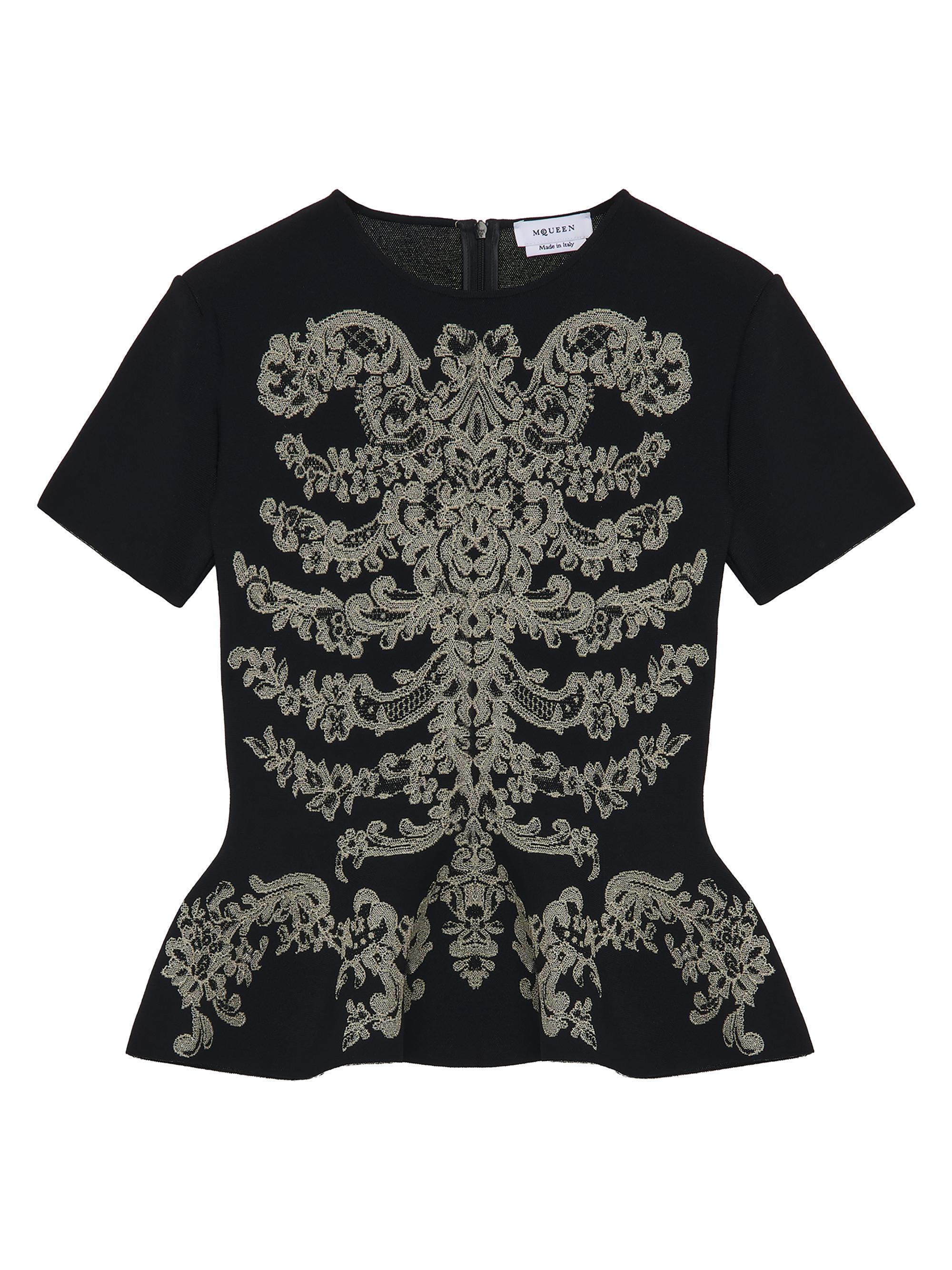 McQueen Women's Jacquard Peplum Top - Black Platinum