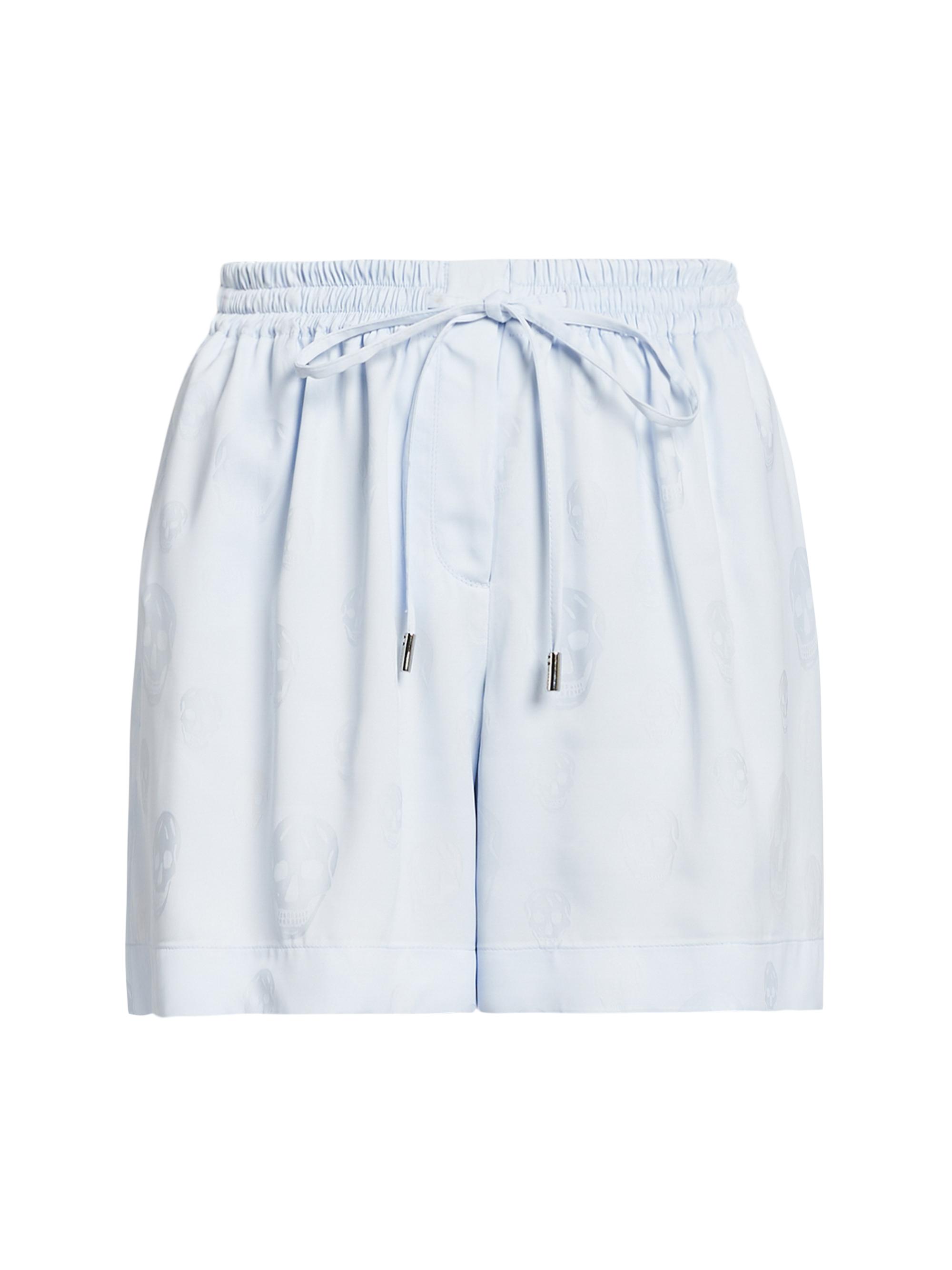 McQueen Women's Skull Fluid Satin Shorts - Ice Blue