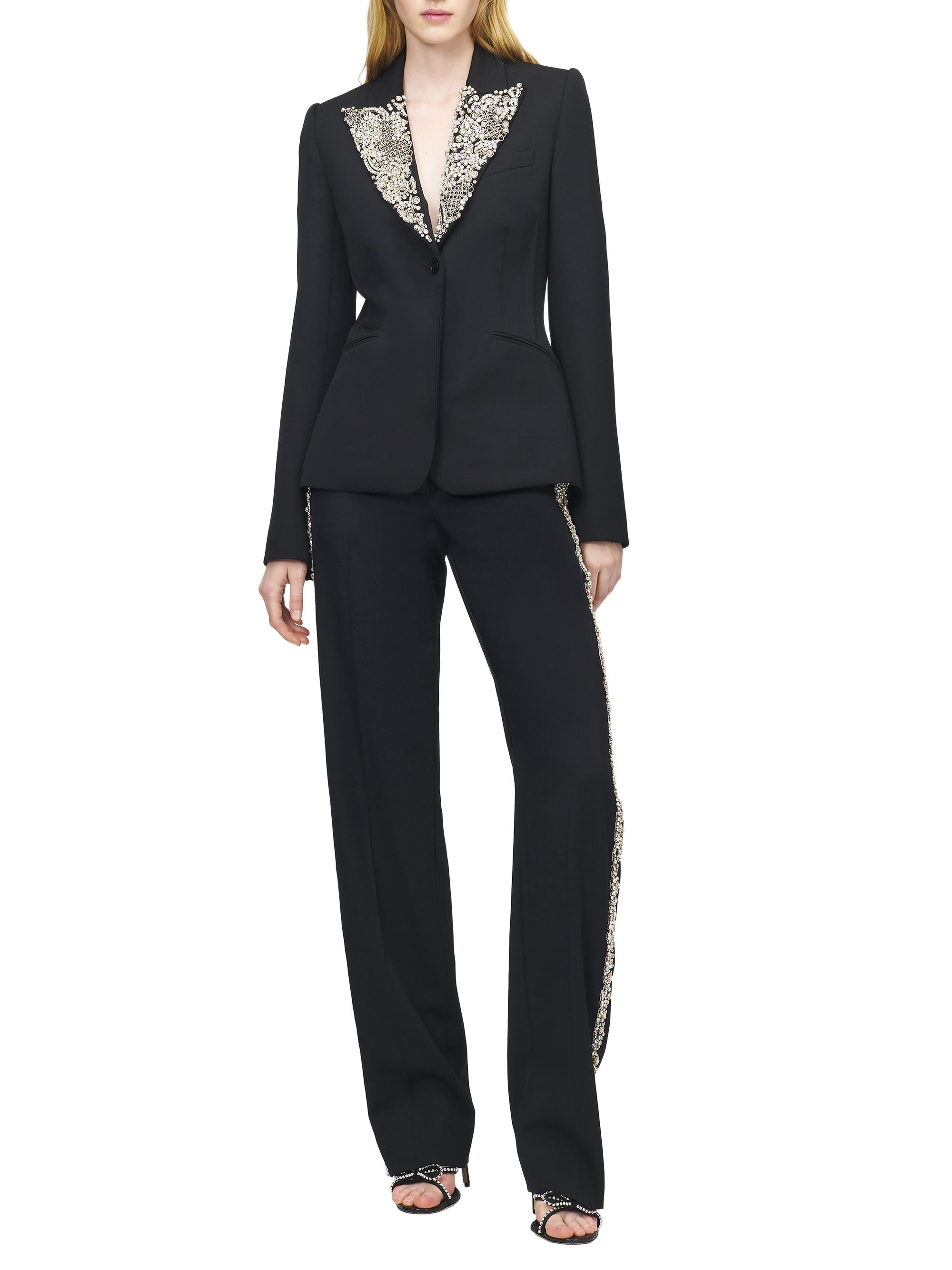 McQueen Embellished Lapel Wool Blazer | Saks Fifth Avenue