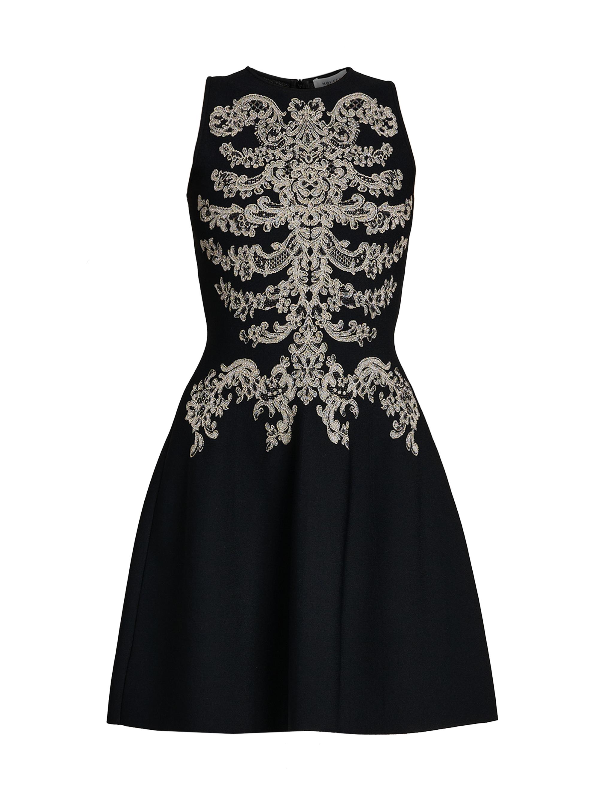 McQueen Women's Jacquard Pleated Minidress - Black Platinum
