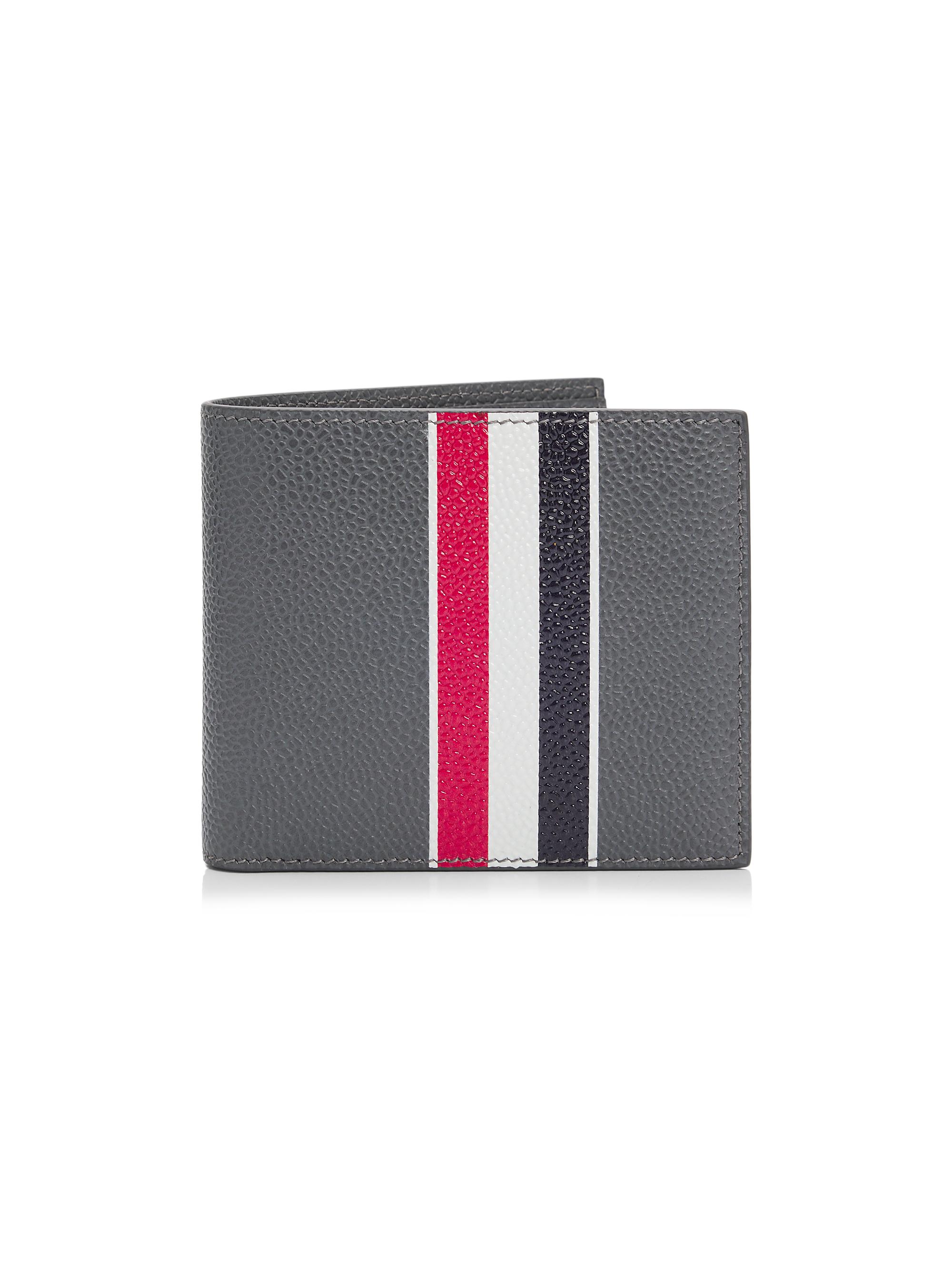 Thom Browne Men's RWB Leather Bifold Wallet - Dark Grey