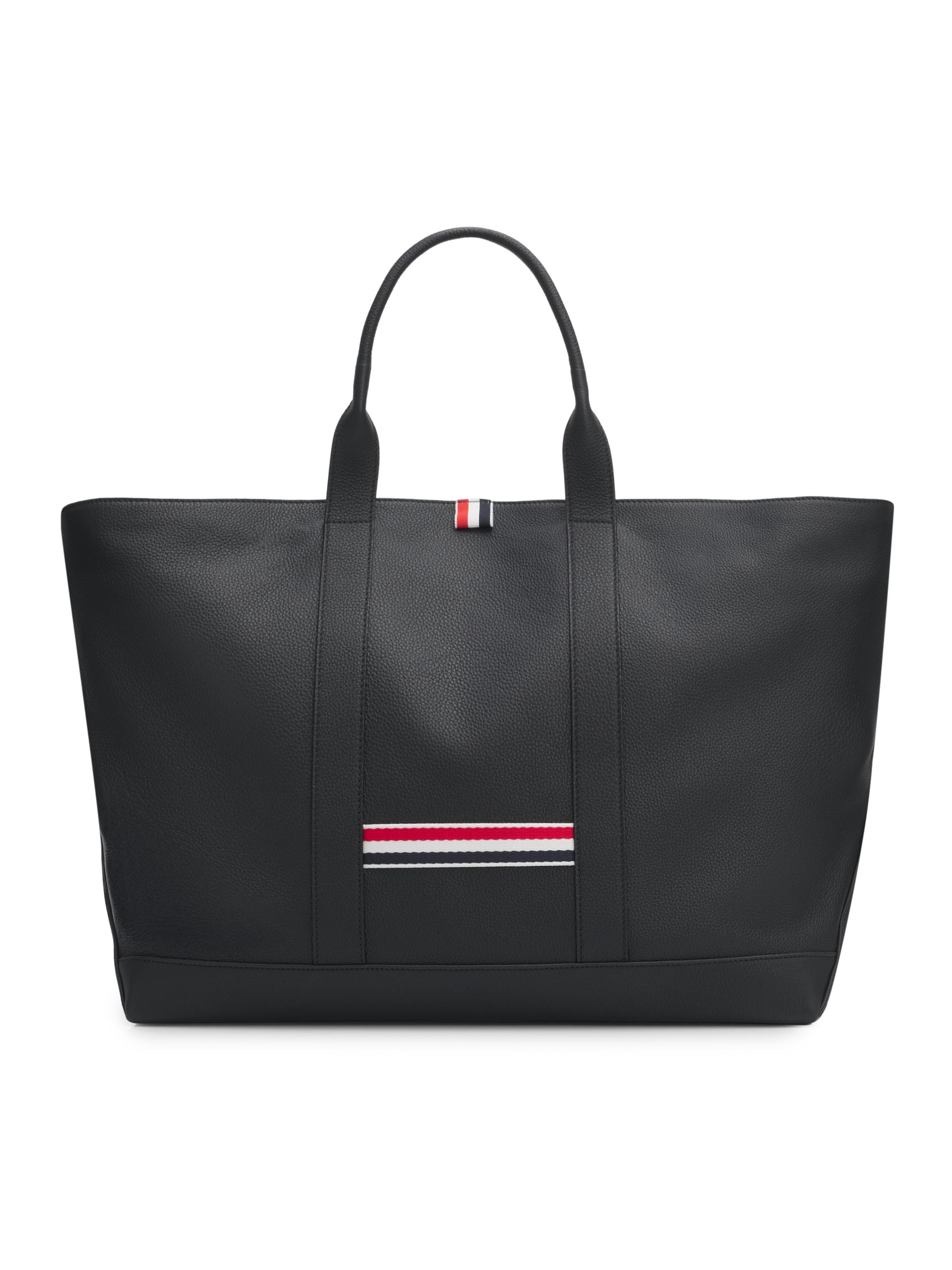 Thom Browne Men's  Tool Soft Pebble Leather Tote Bag - Black