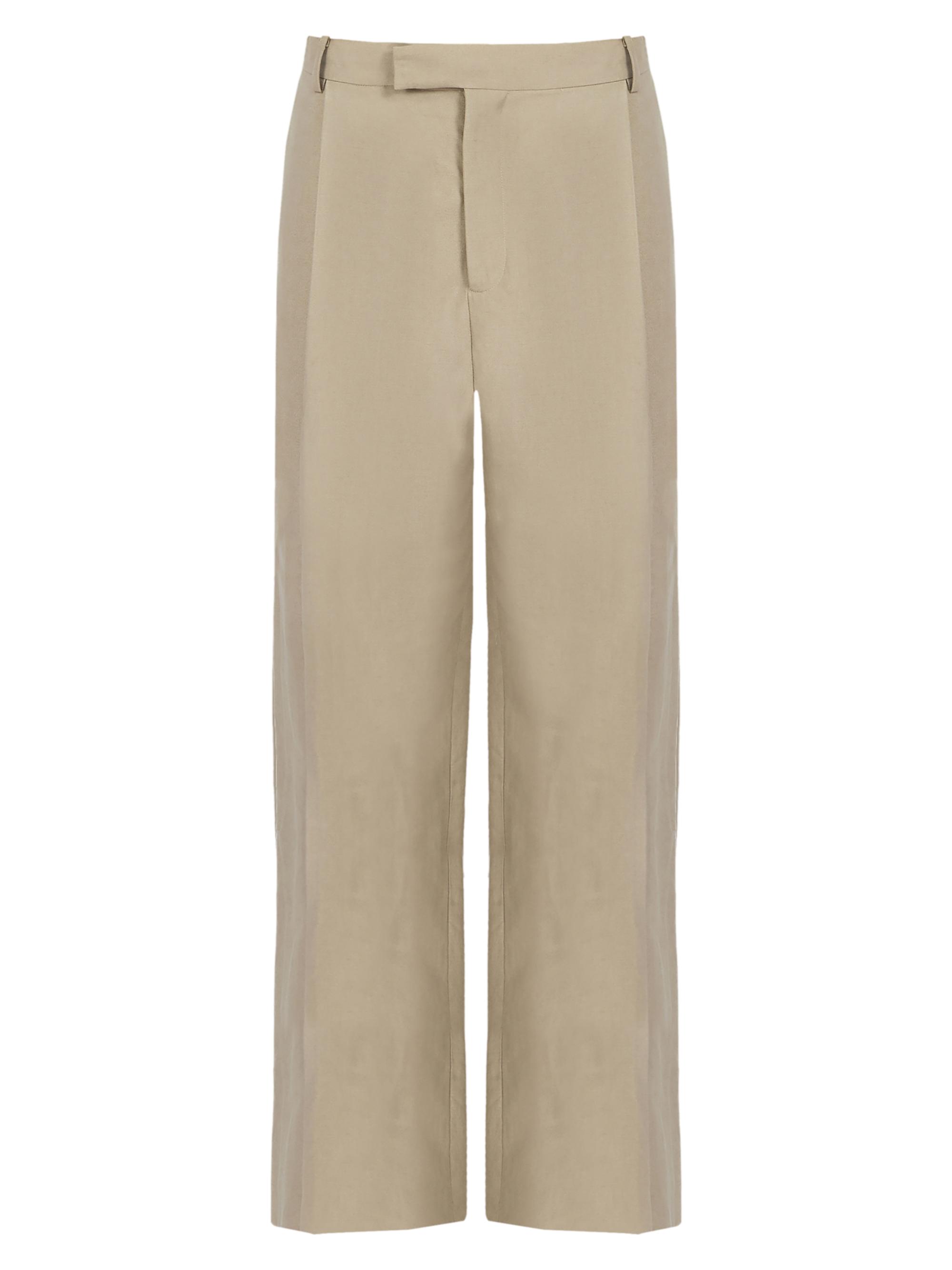 FERRAGAMO Men's Wide-Leg Linen-Blend Trousers - Safari Bianco Naturale | Thumbnail 7