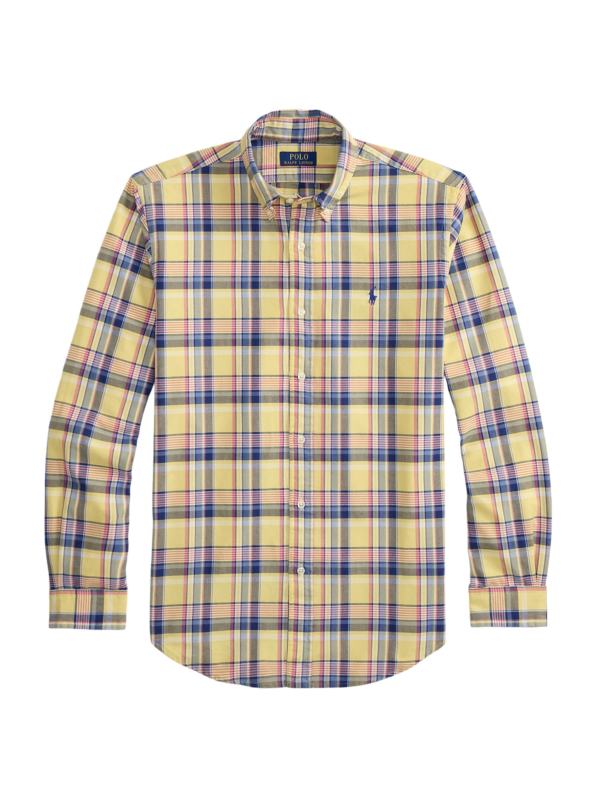 Polo Ralph Lauren Men's Classic Plaid Cotton Oxford Shirt - Yellow Pink Multi