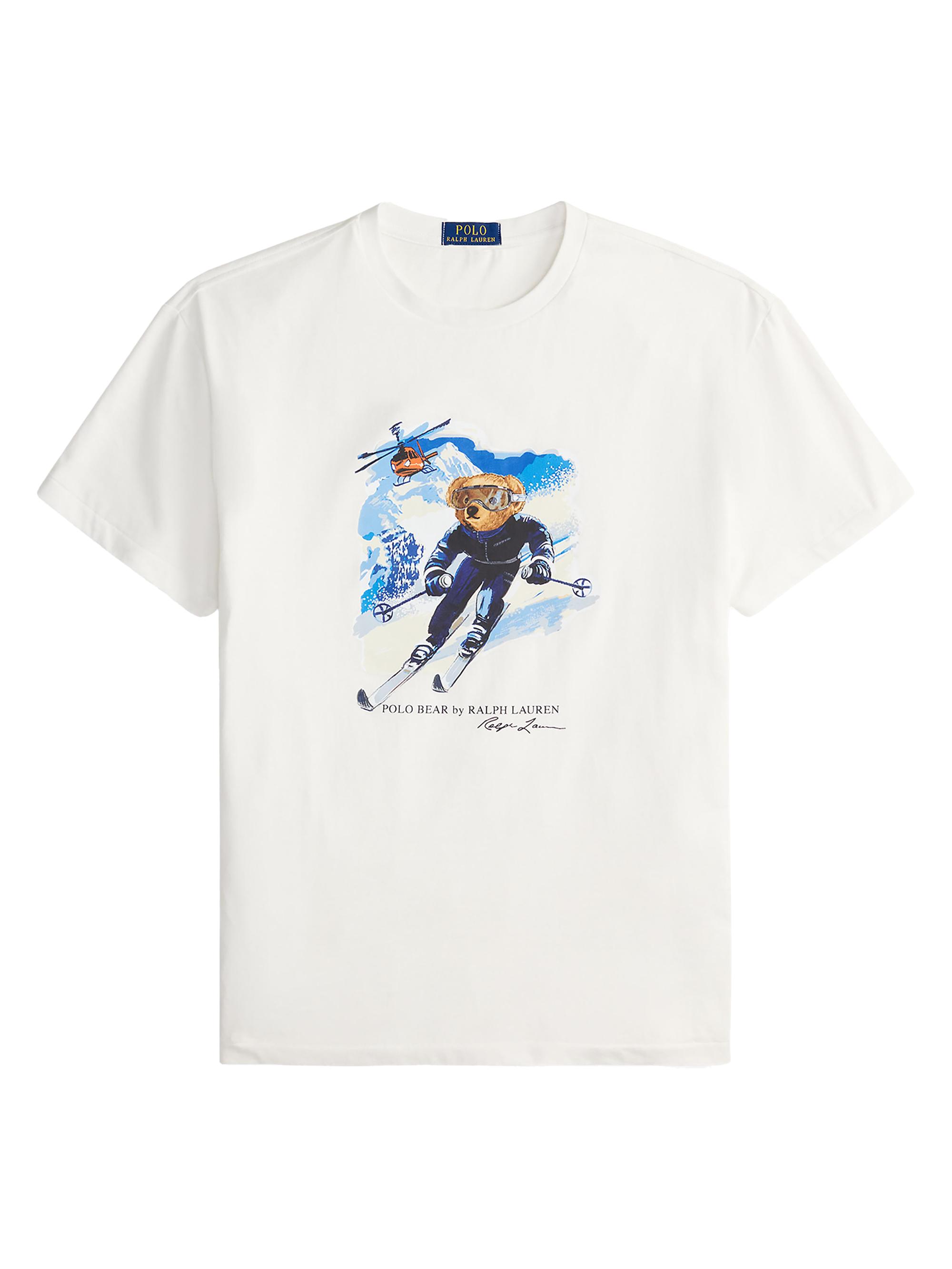 Polo Ralph Lauren Men's Skiing Polo Bear Cotton Crewneck T-Shirt - White Active Bear