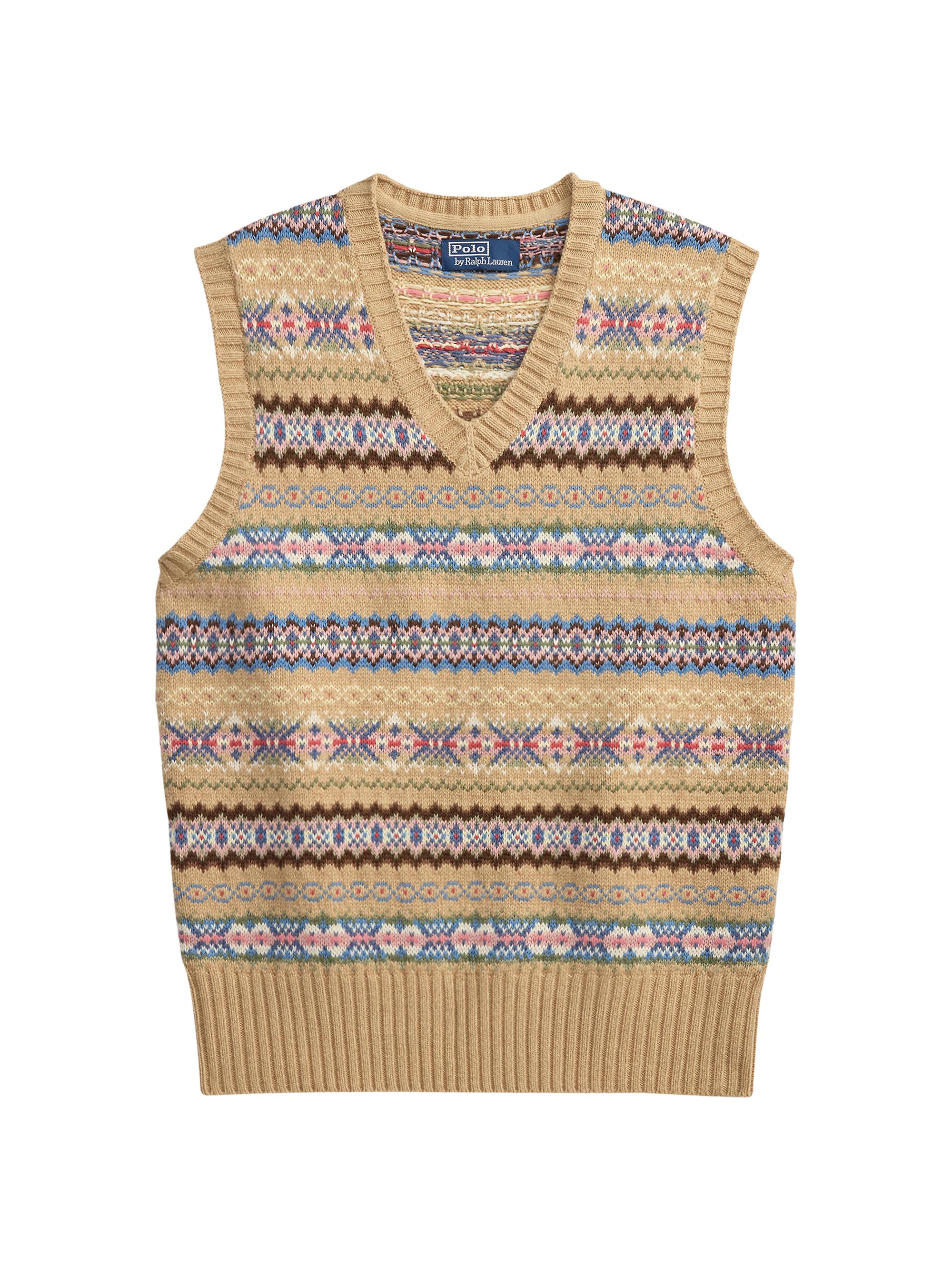 Patterned Cotton-Wool Sleeveless Sweater