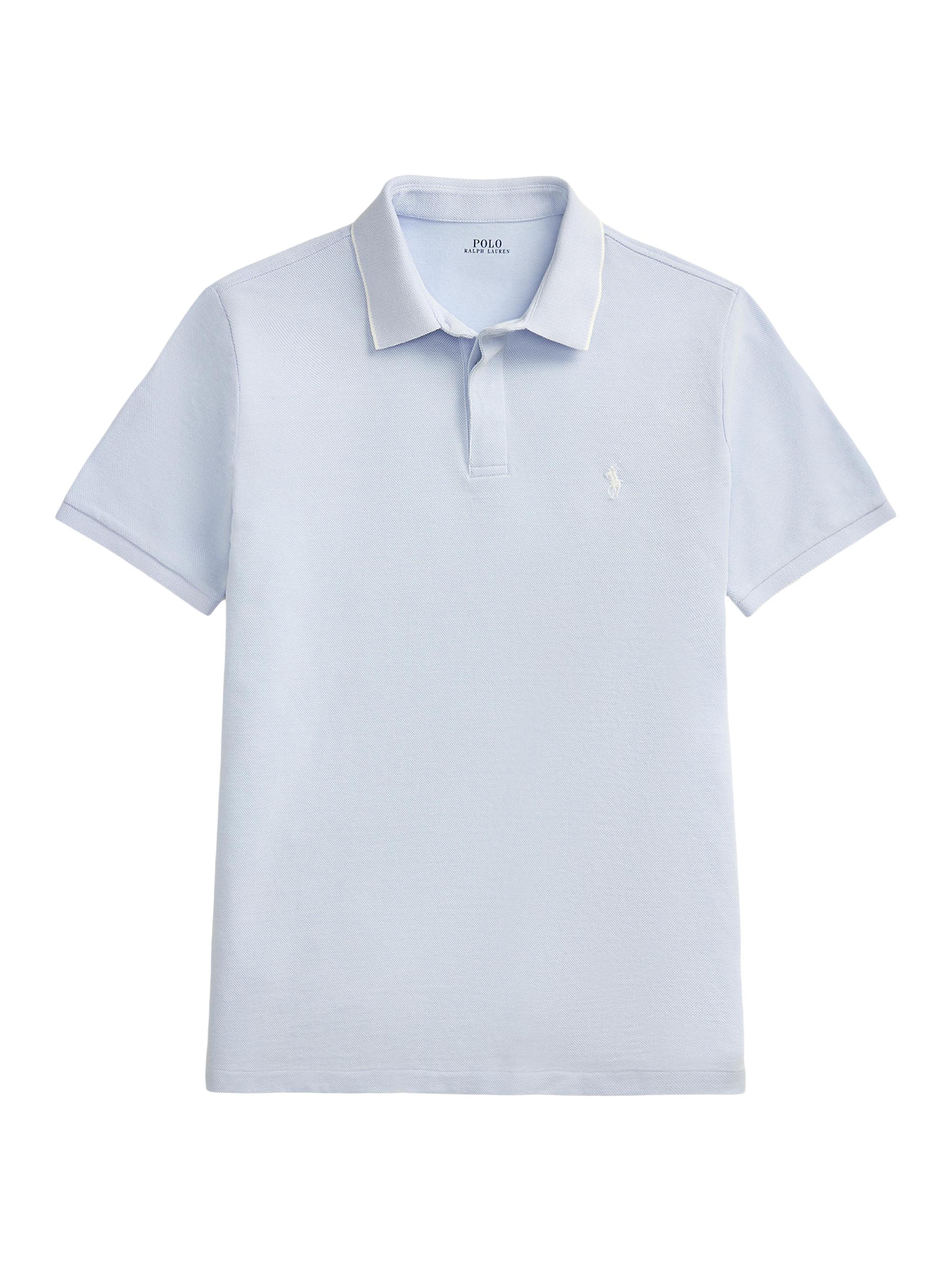Polo Ralph Lauren Men's Oxford Mesh Stretch Cotton Polo Shirt - Office Blue White