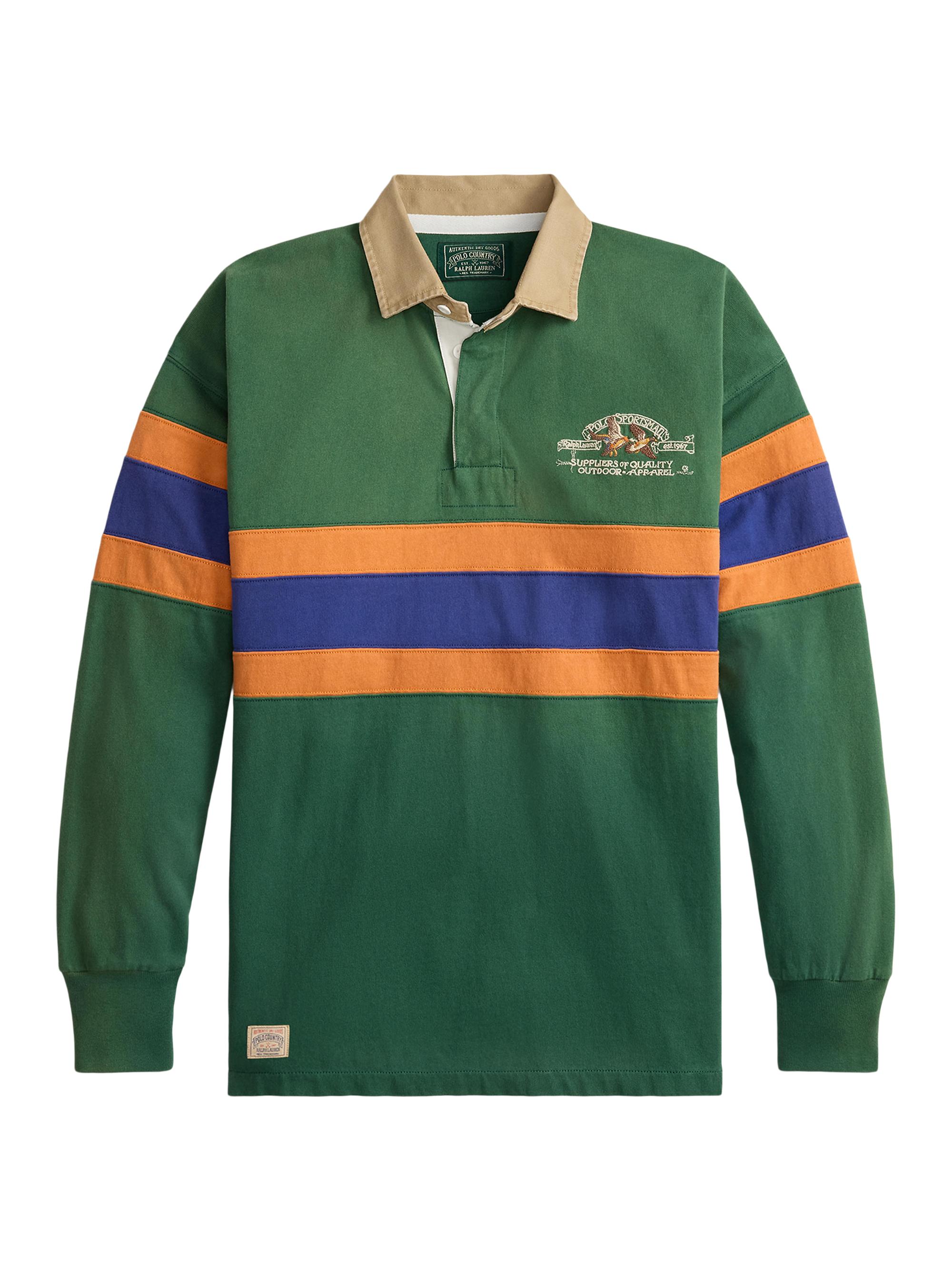 Polo Ralph Lauren Men's Striped Cotton Rugby Shirt - Grass Green Multi