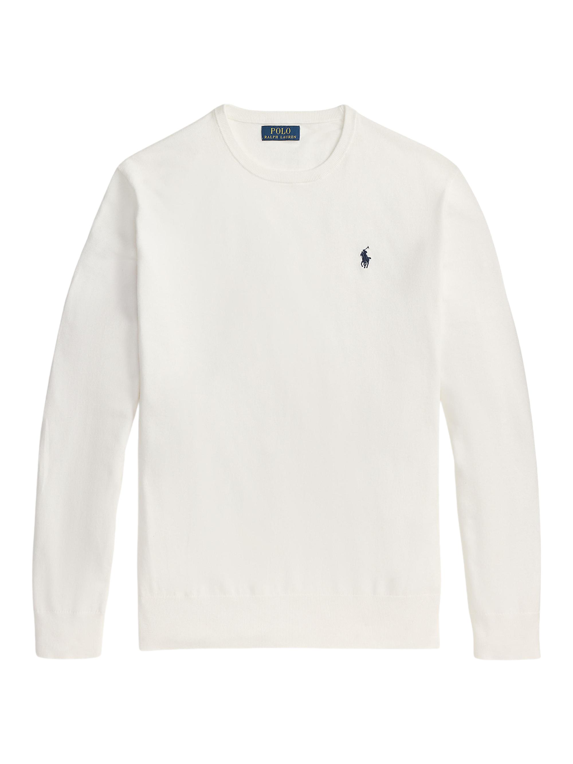 Polo Ralph Lauren Men's Embroidered Logo Cotton Crewneck Sweater - Deckwash White