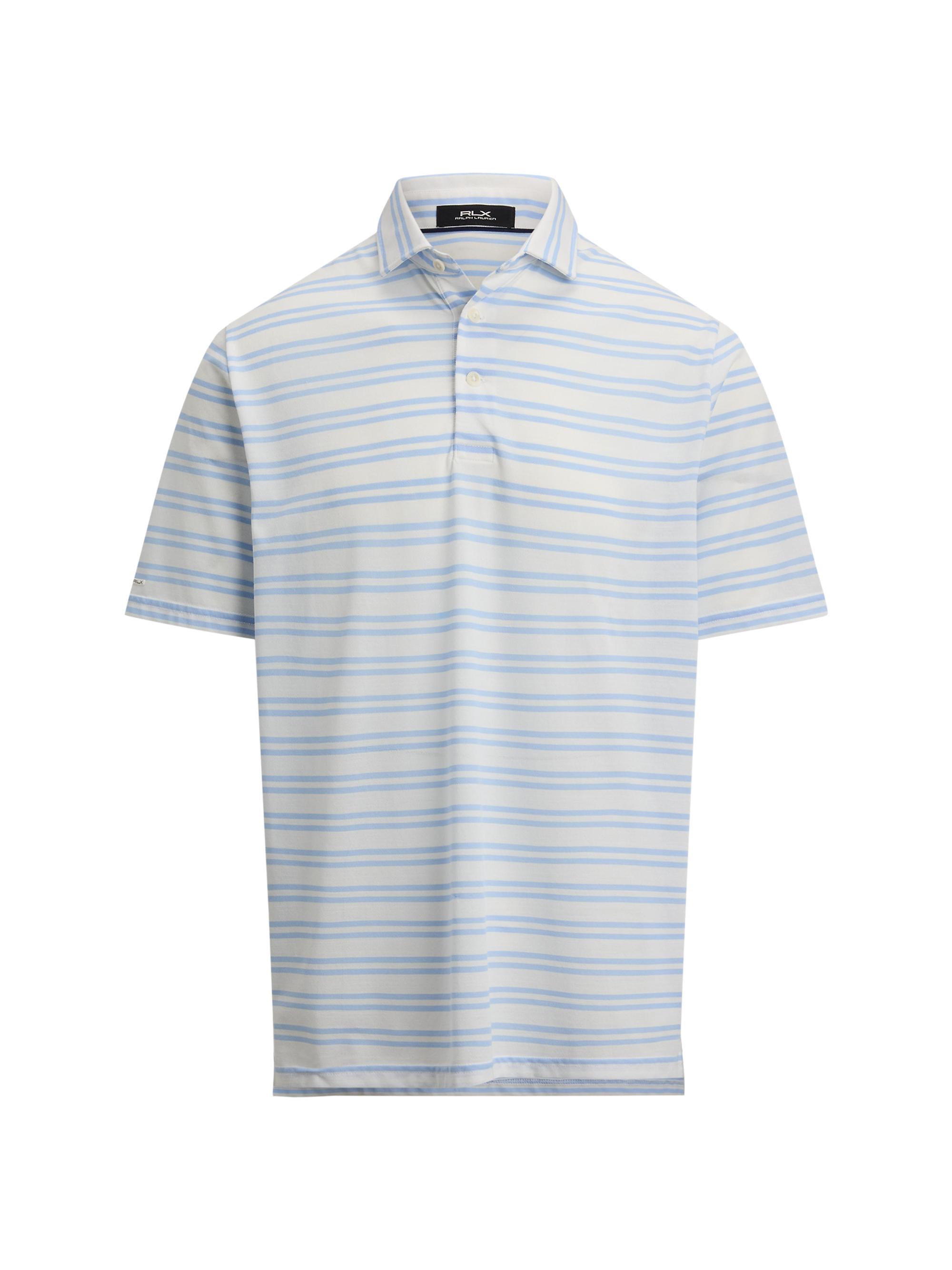 Polo Ralph Lauren Men's Tour Pique Striped Polo Shirt - Office Blue Ceramic White