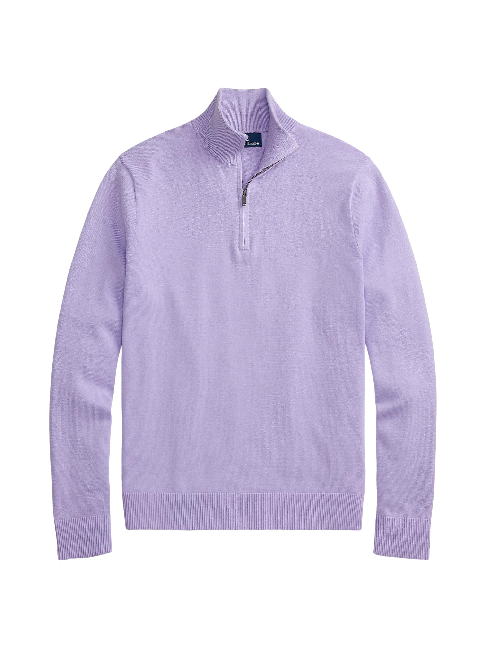 Polo Ralph Lauren Men's Cotton Quarter-Zip Sweater - Powder Purple | Thumbnail 6