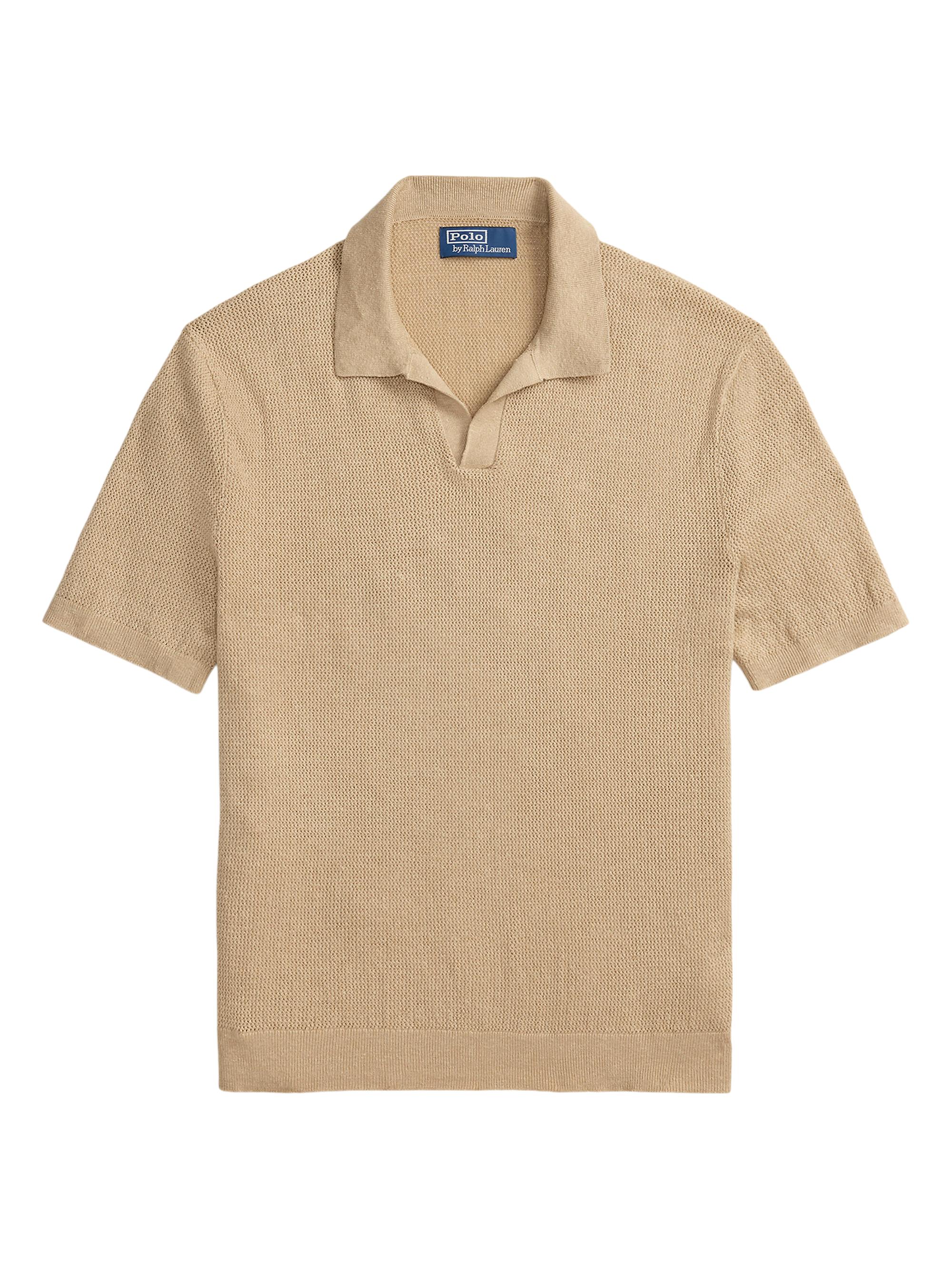 Knit Linen-Blend Polo Shirt