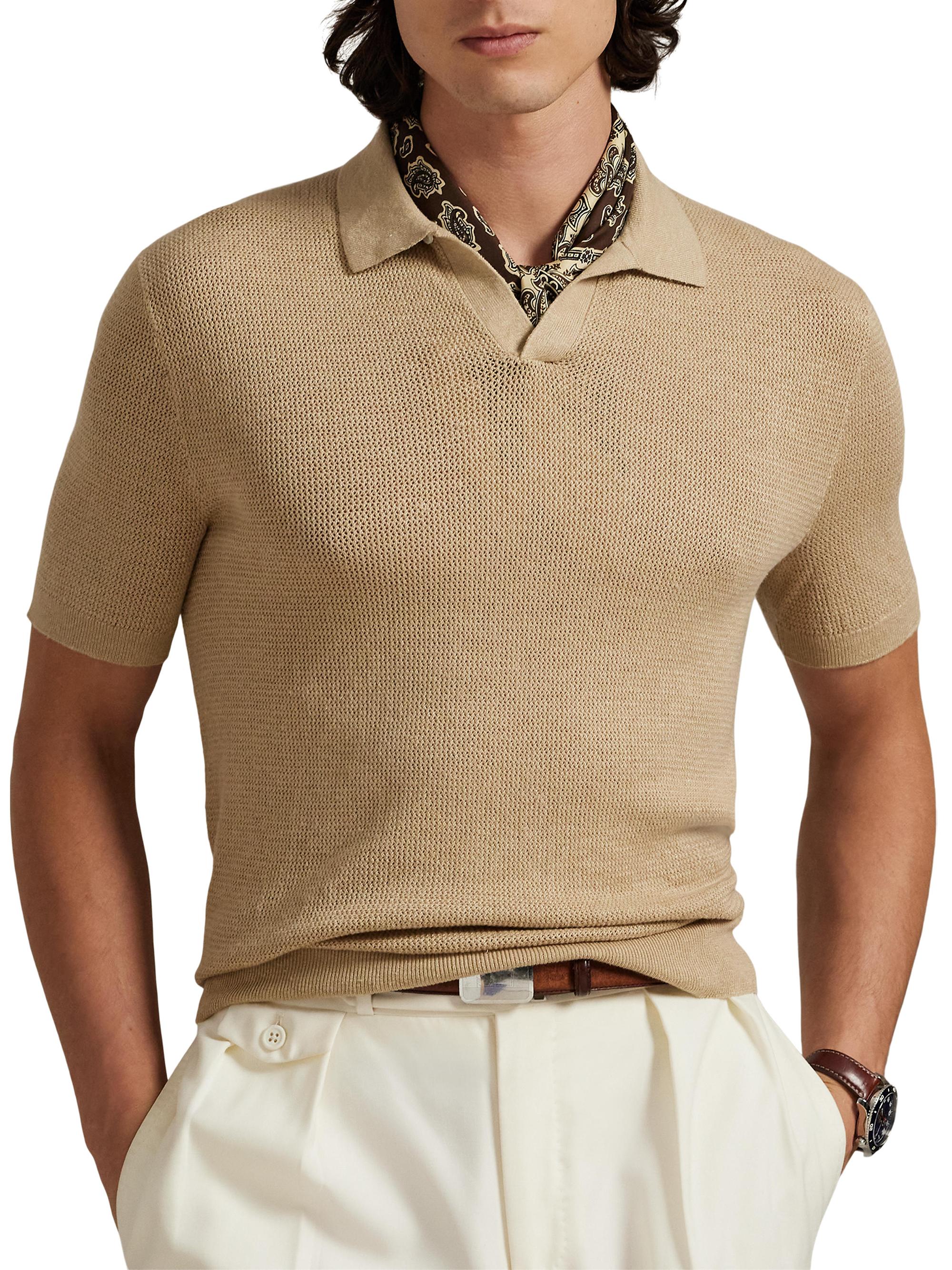 Polo Ralph Lauren Knit Linen-Blend Polo Shirt | Saks Fifth Avenue