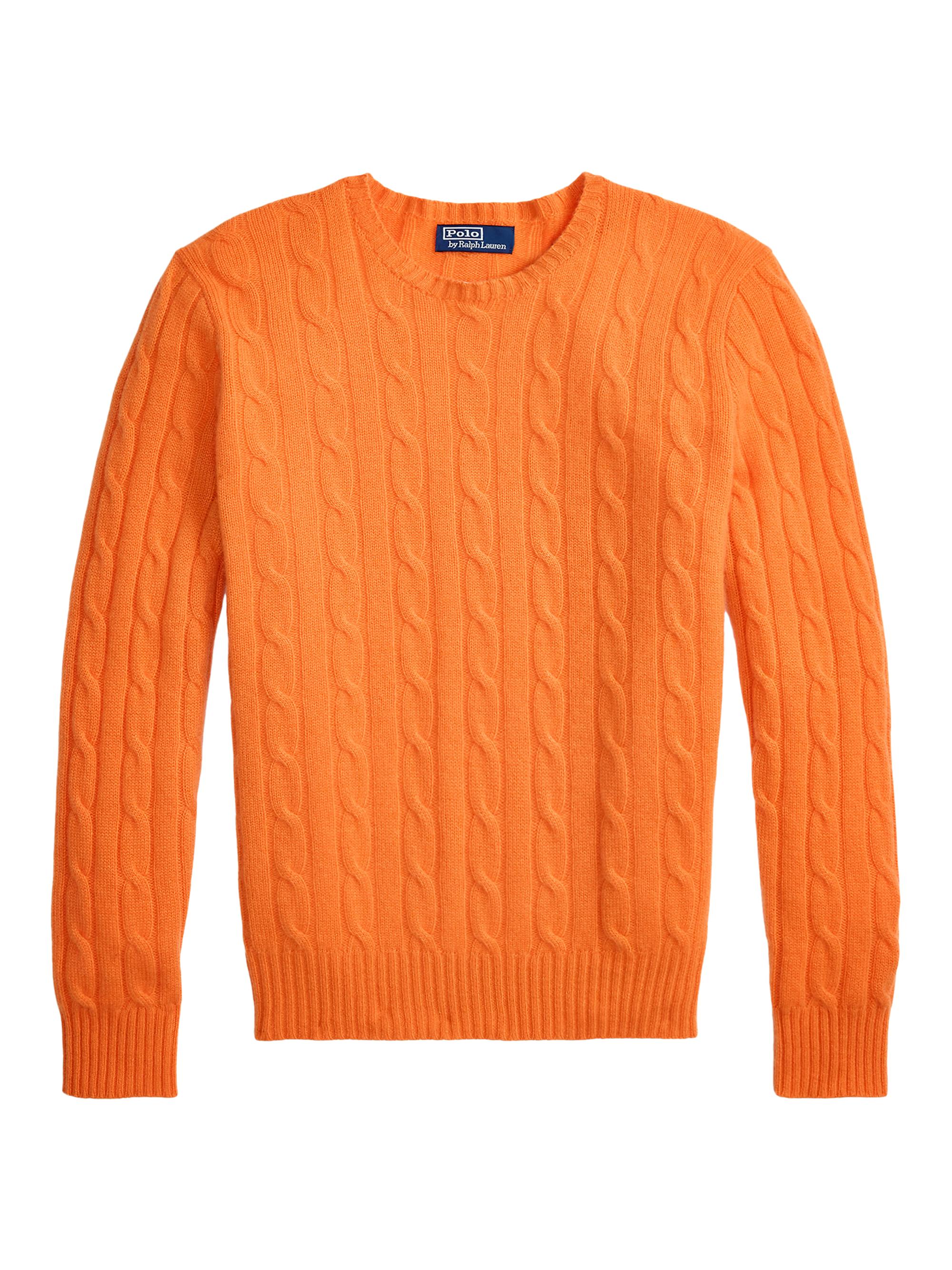 Polo Ralph Lauren Men's Cable-Knit Cashmere Crewneck Sweater - Lantana Orange