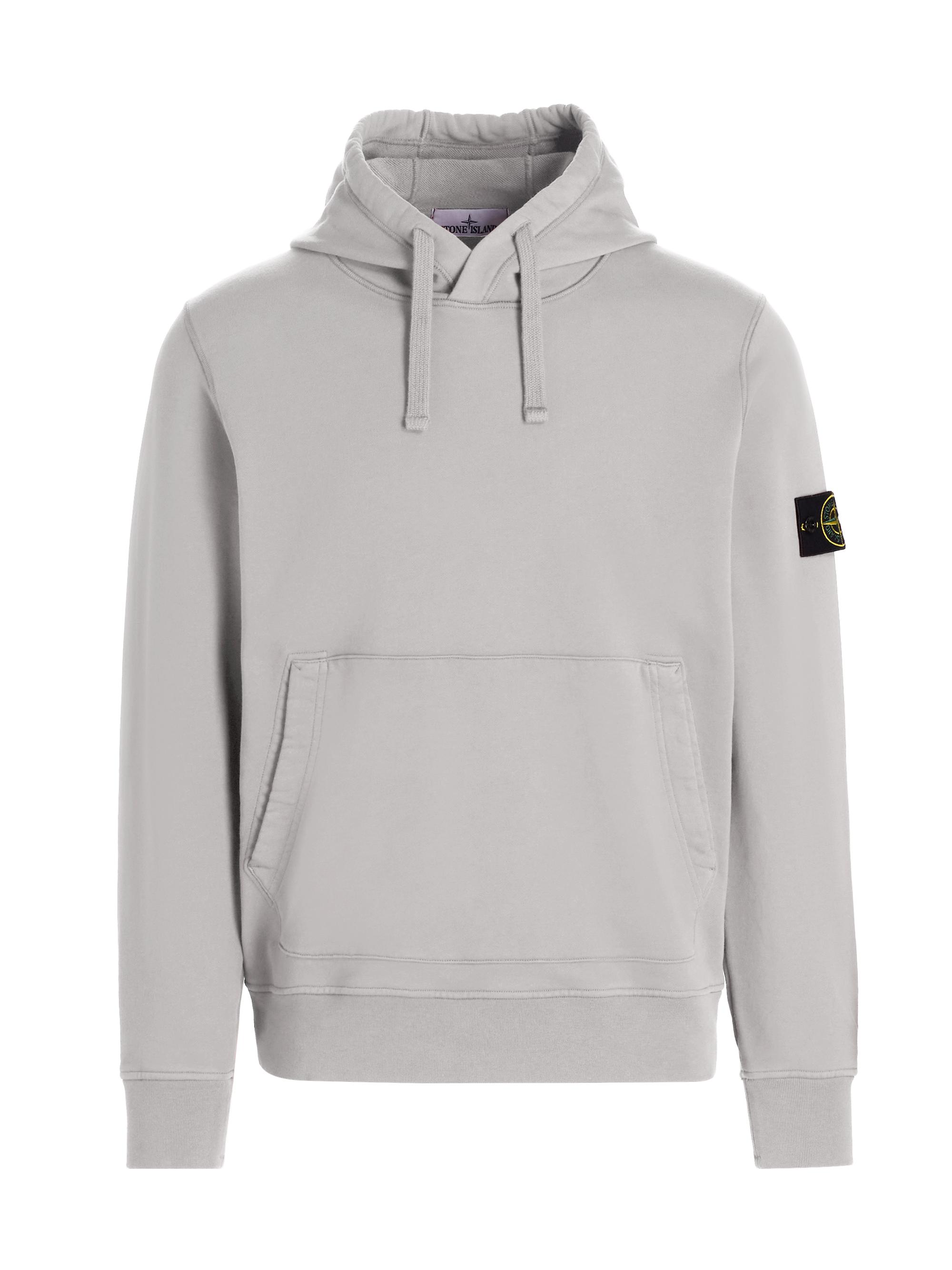 Stone Island Men's Logo Cotton Hoodie - Sky Blue