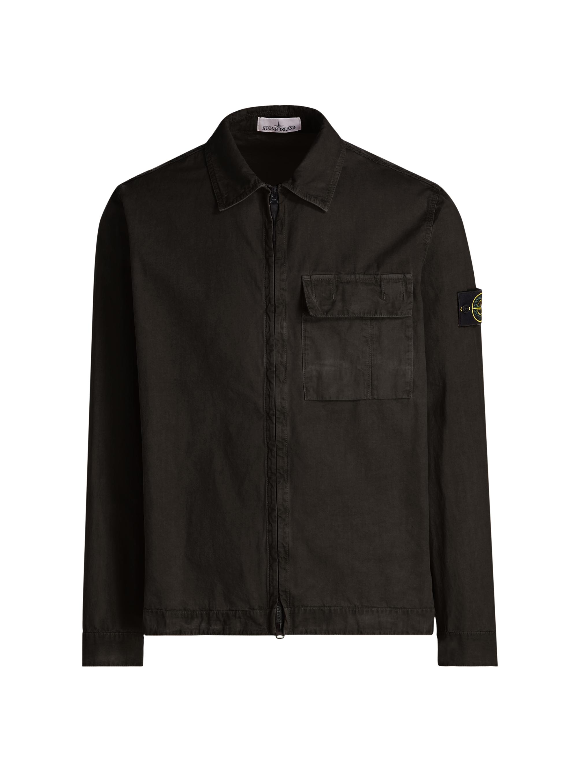 Stone Island Men's Zip-Front Cotton Shirt Jacket - Black