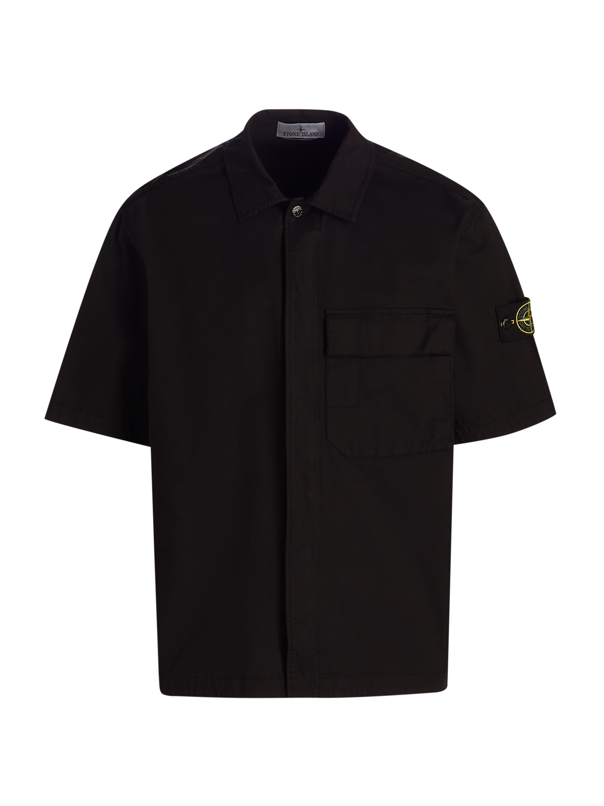 Stone Island Men's Stretch-Cotton Shirt - Black