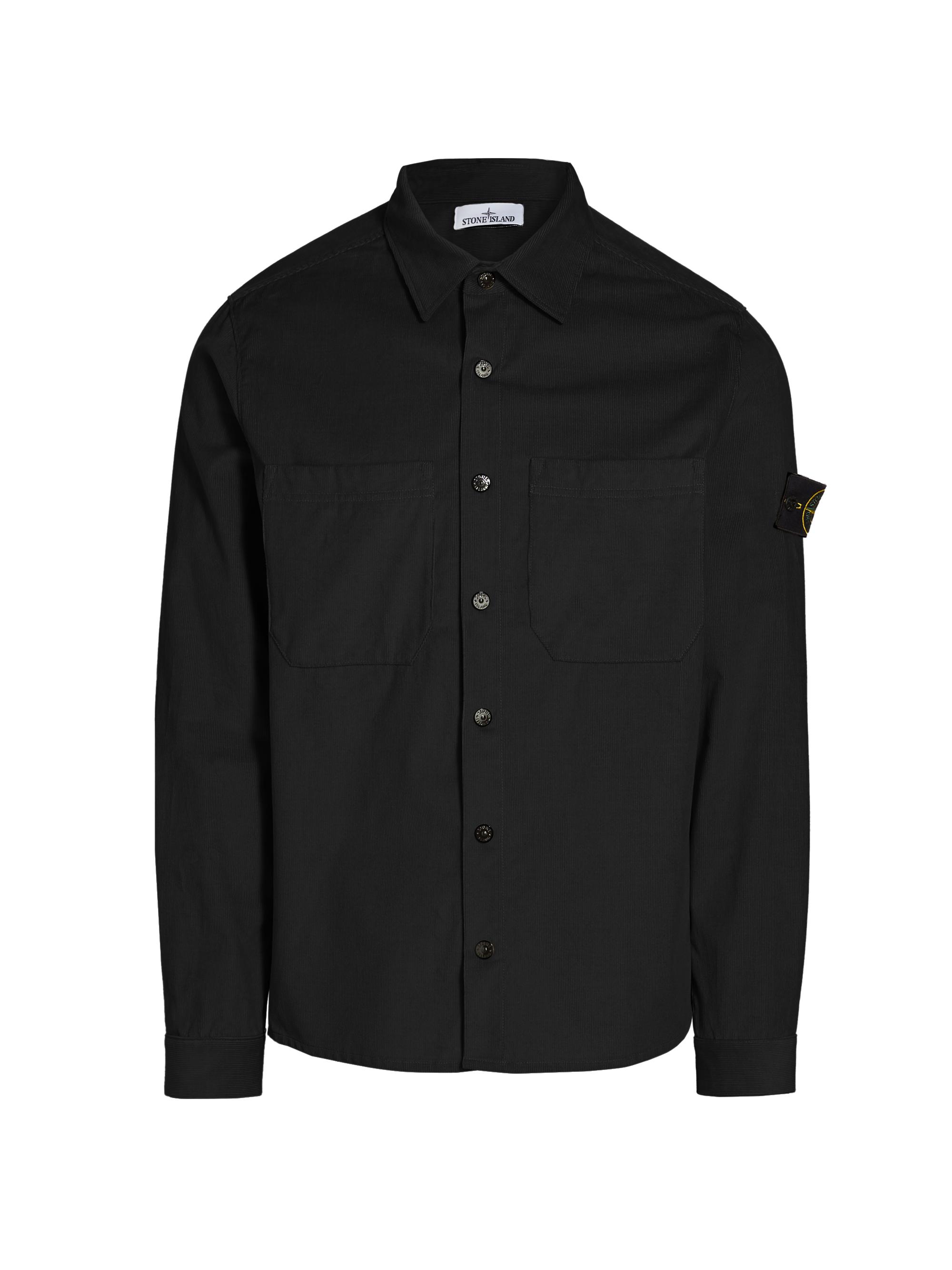 Stone Island Men's Cotton Button-Front Long-Sleeve Shirt - Black
