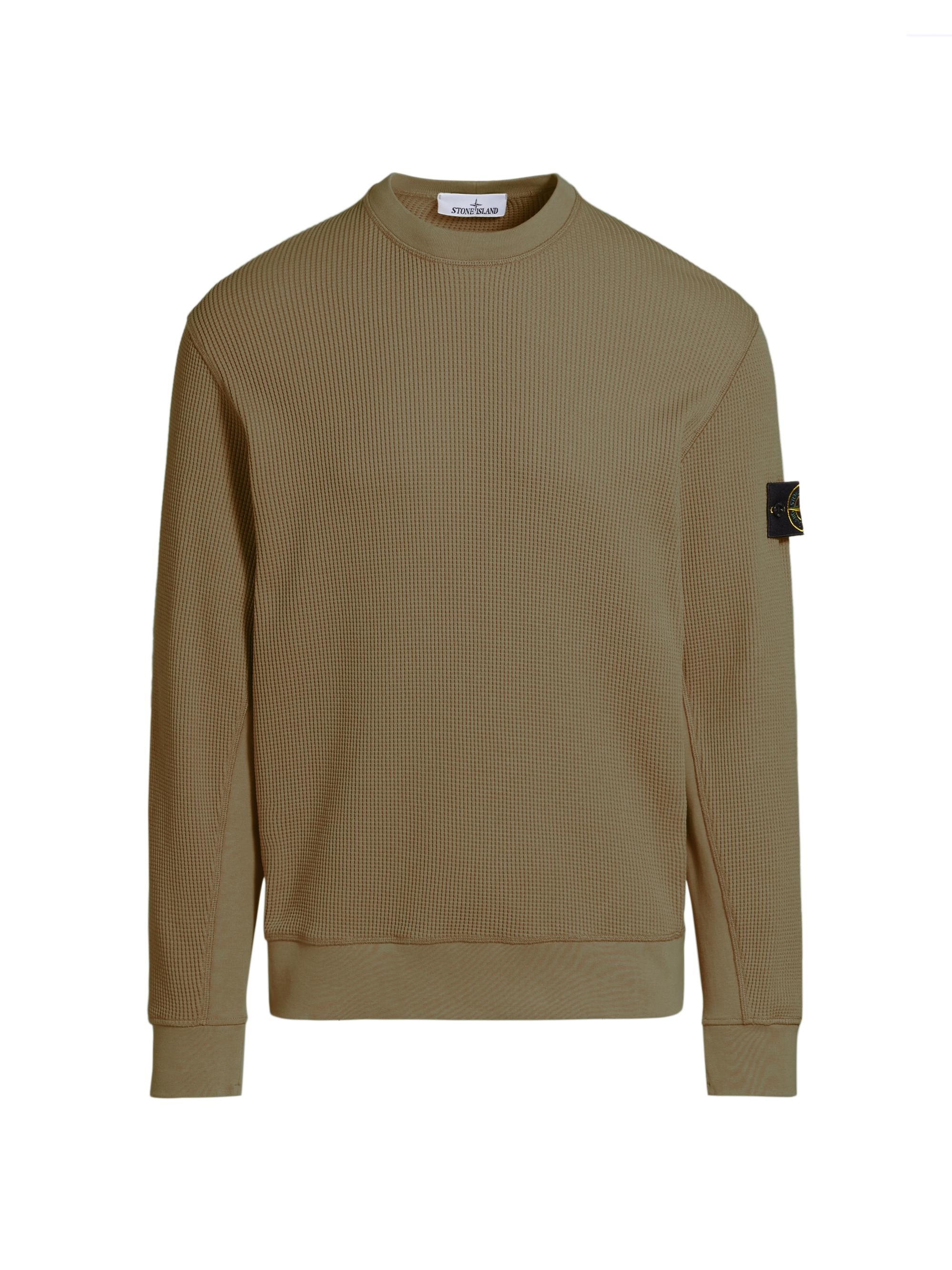 Stone Island Men's Waffle-Knit Crewneck Sweatshirt - Military Green