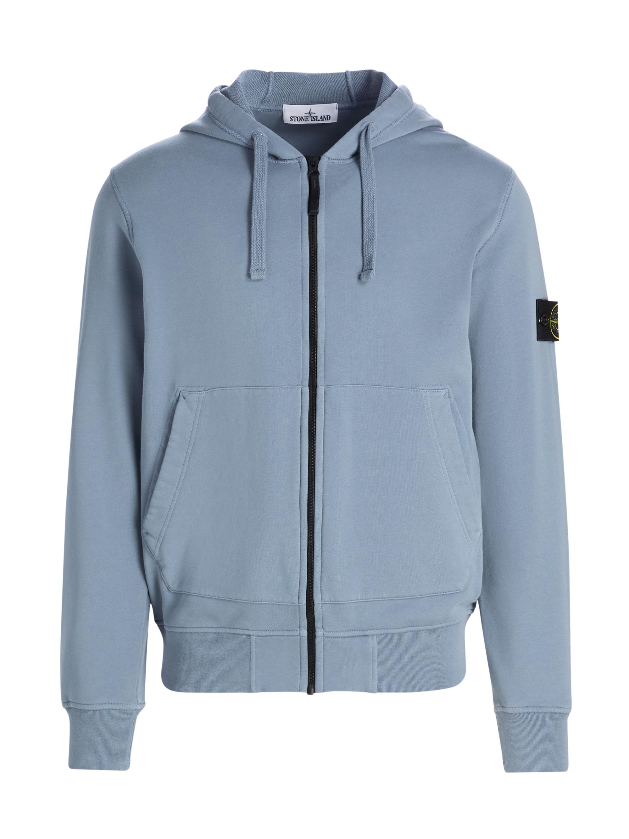 Stone Island Men's Logo Cotton Zip-Front Hoodie - Military Green