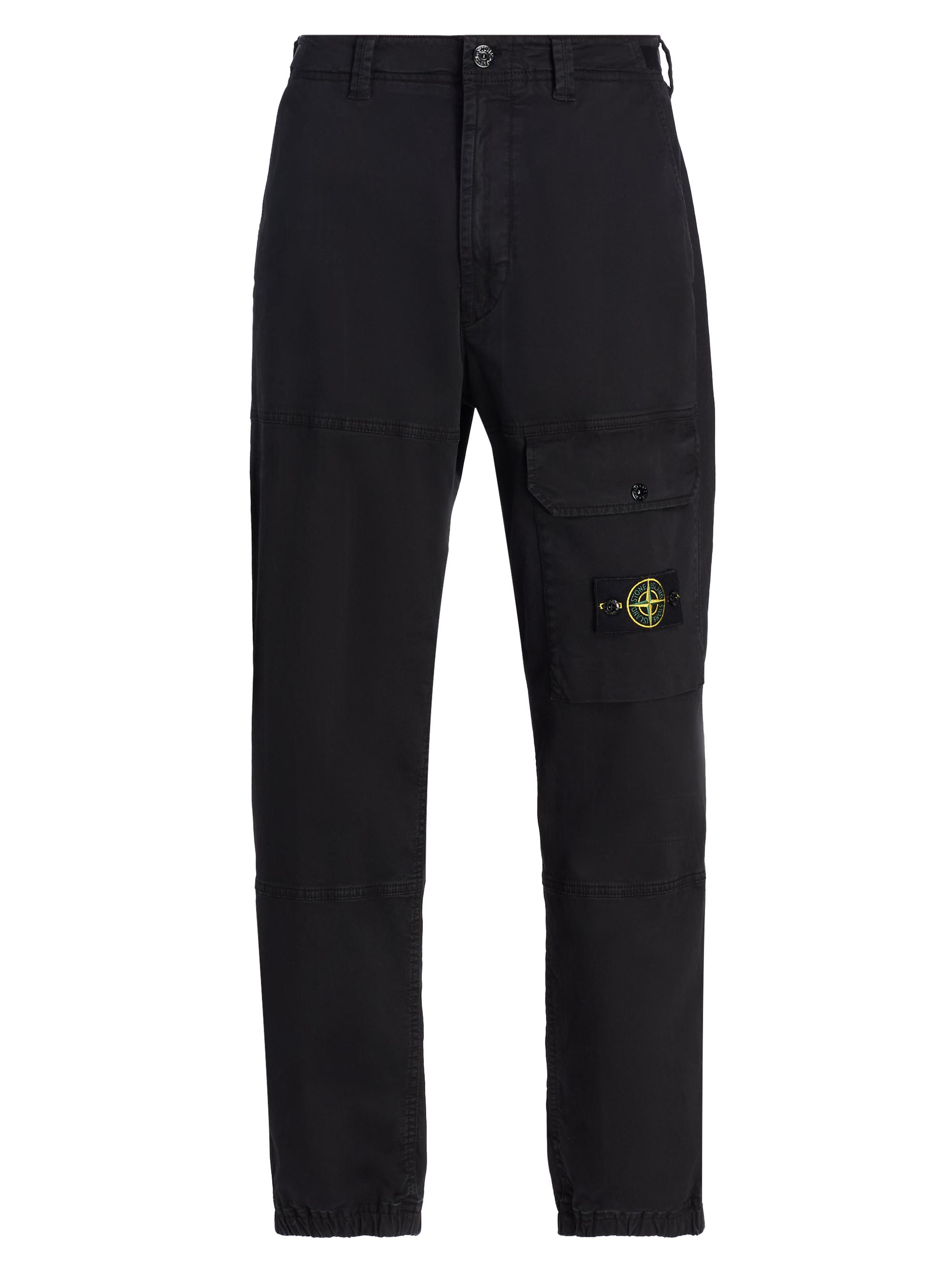 Stone Island Men's Logo Stretch-Cotton Trousers - Black