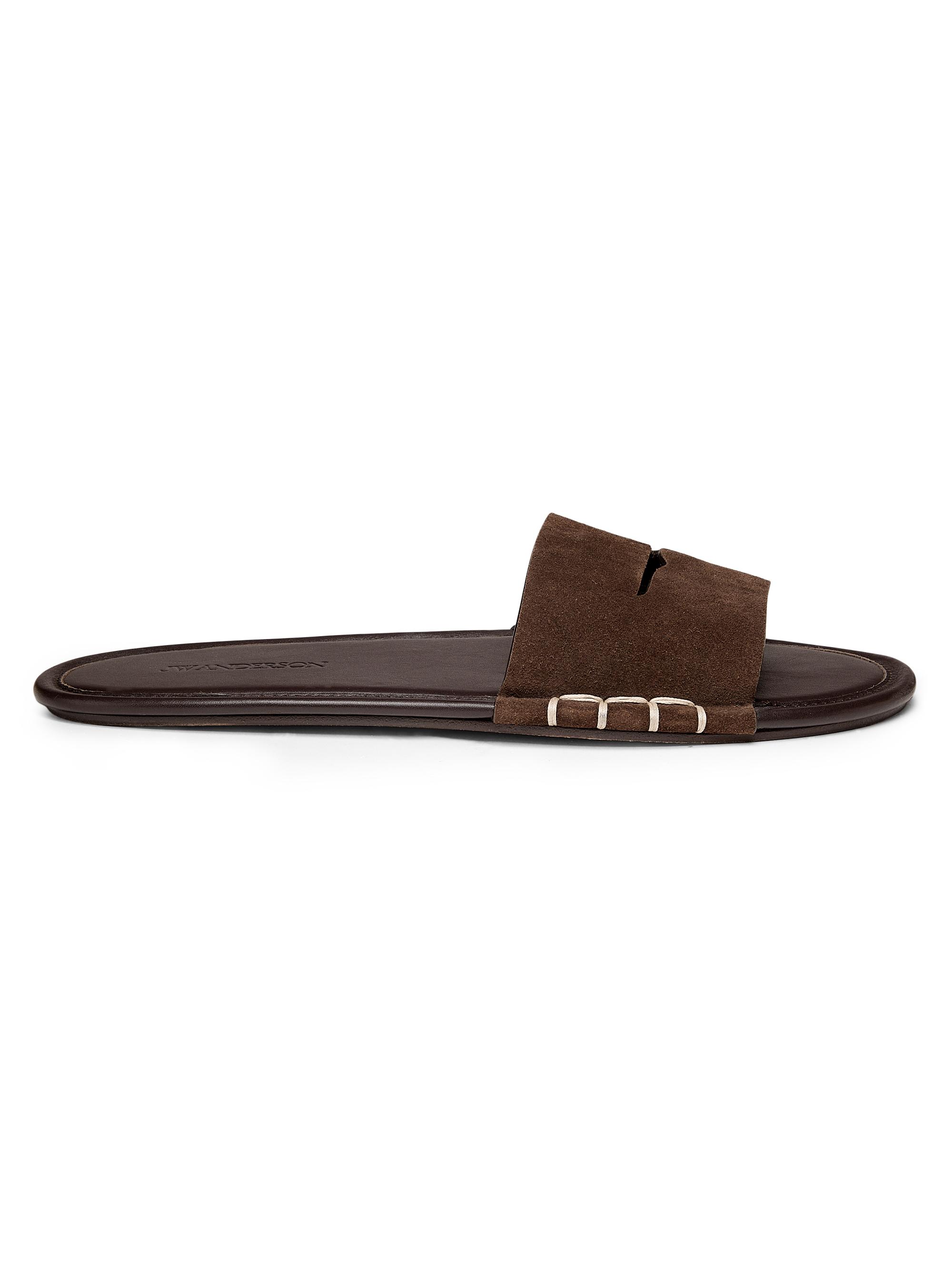 JW Anderson Women's Penny Slot Suede Sandals - Brown