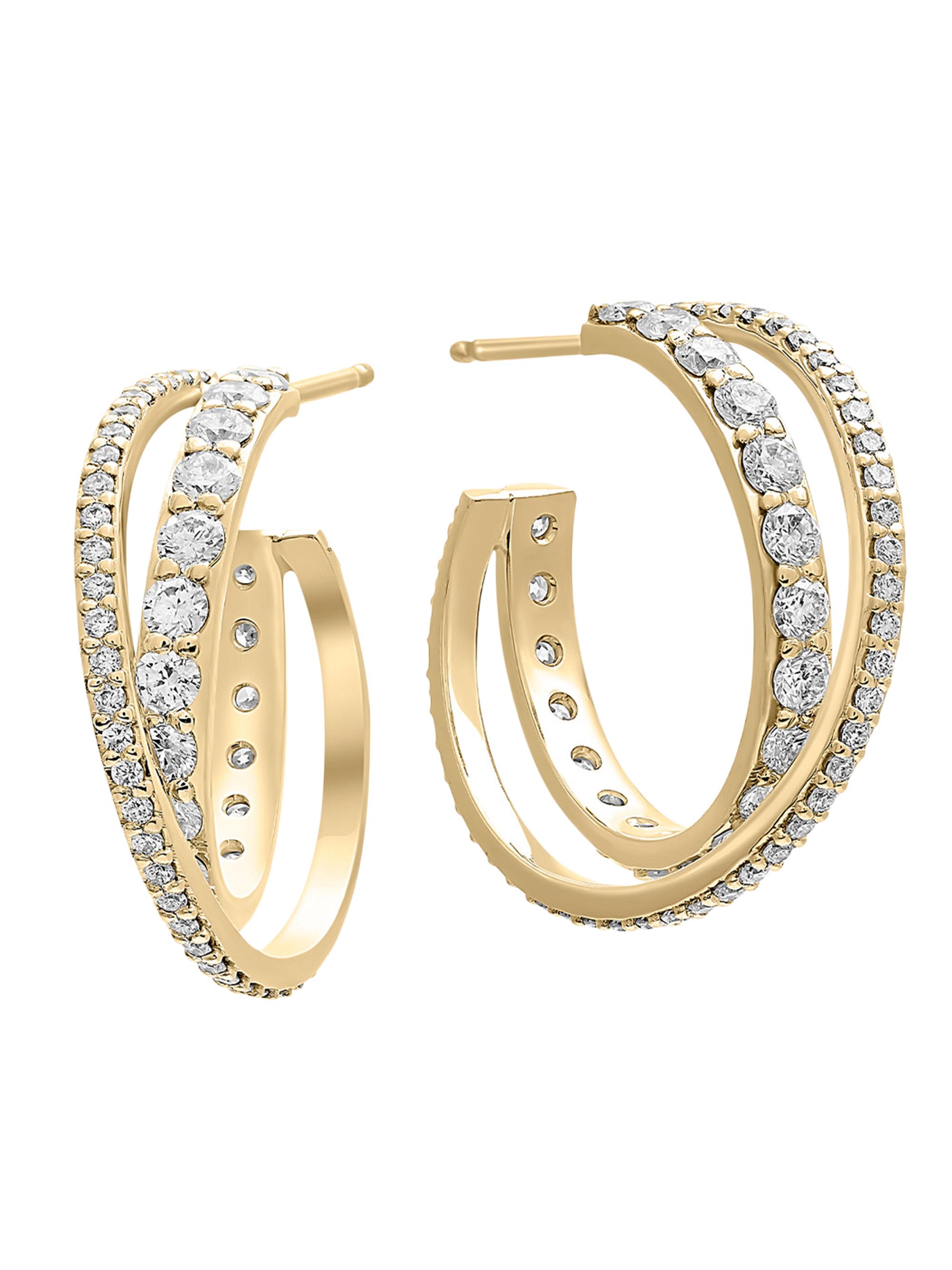 Lana Women's 14K Yellow Gold & 1.84 TCW Diamond Crossover Hoop Earrings - Yellow Gold