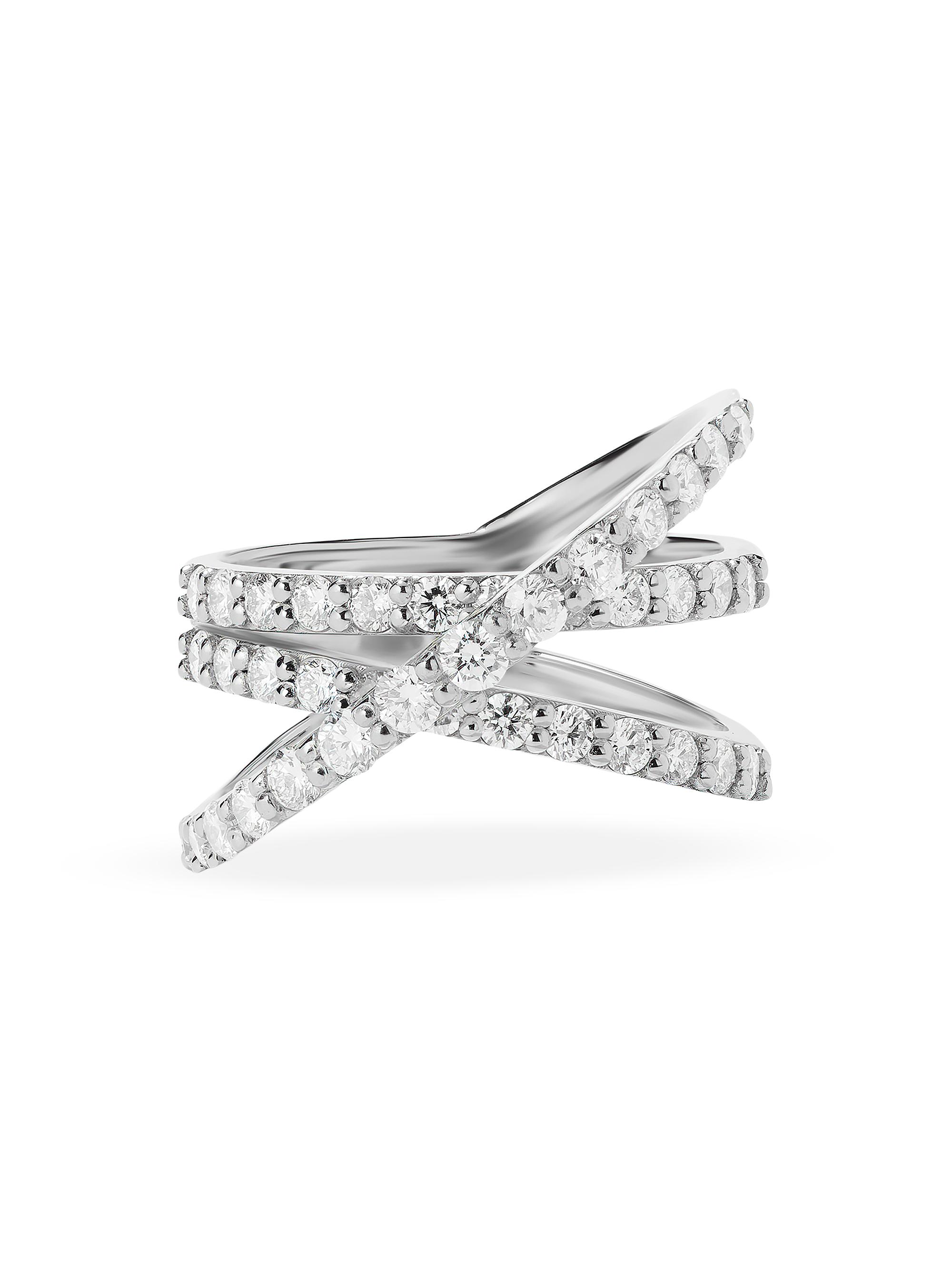 Lana Women's 14K Gold & 1.52 TCW Diamond Crisscross Ring - White Gold