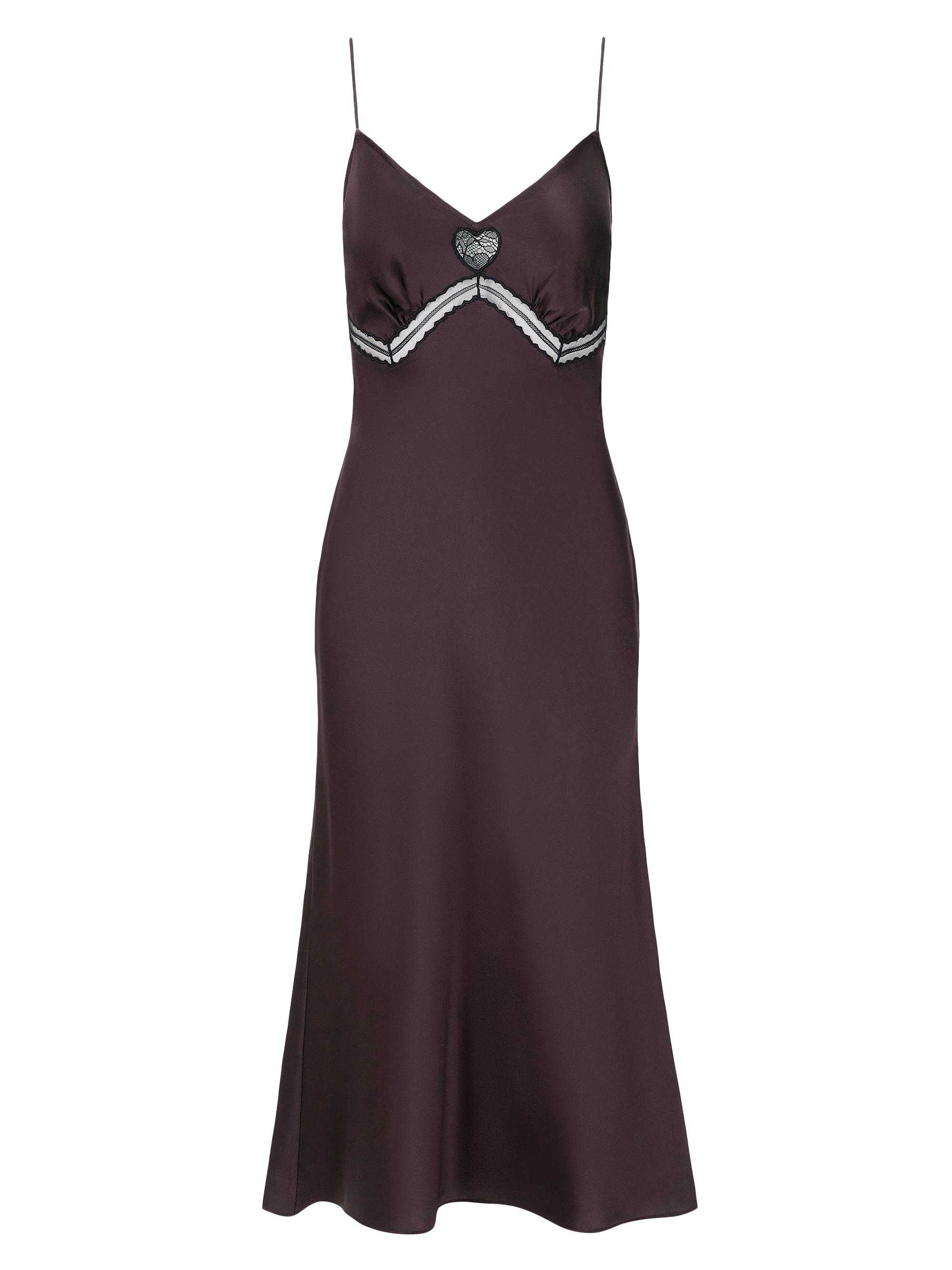Staud Women's Terra Heart Silk Slip Dress - Brown