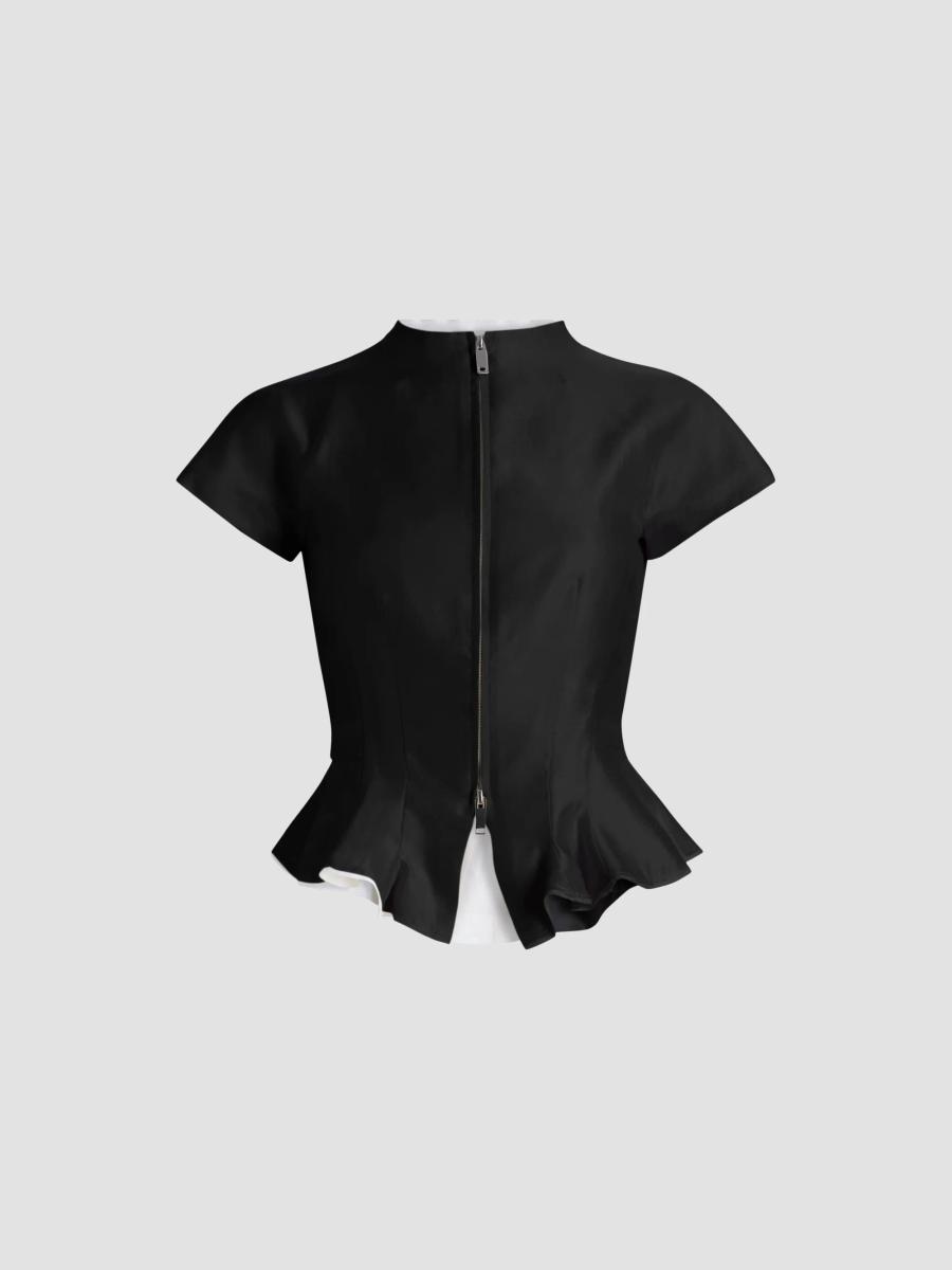 STAUD Maelle Wool-Blend Peplum Top | Saks Fifth Avenue