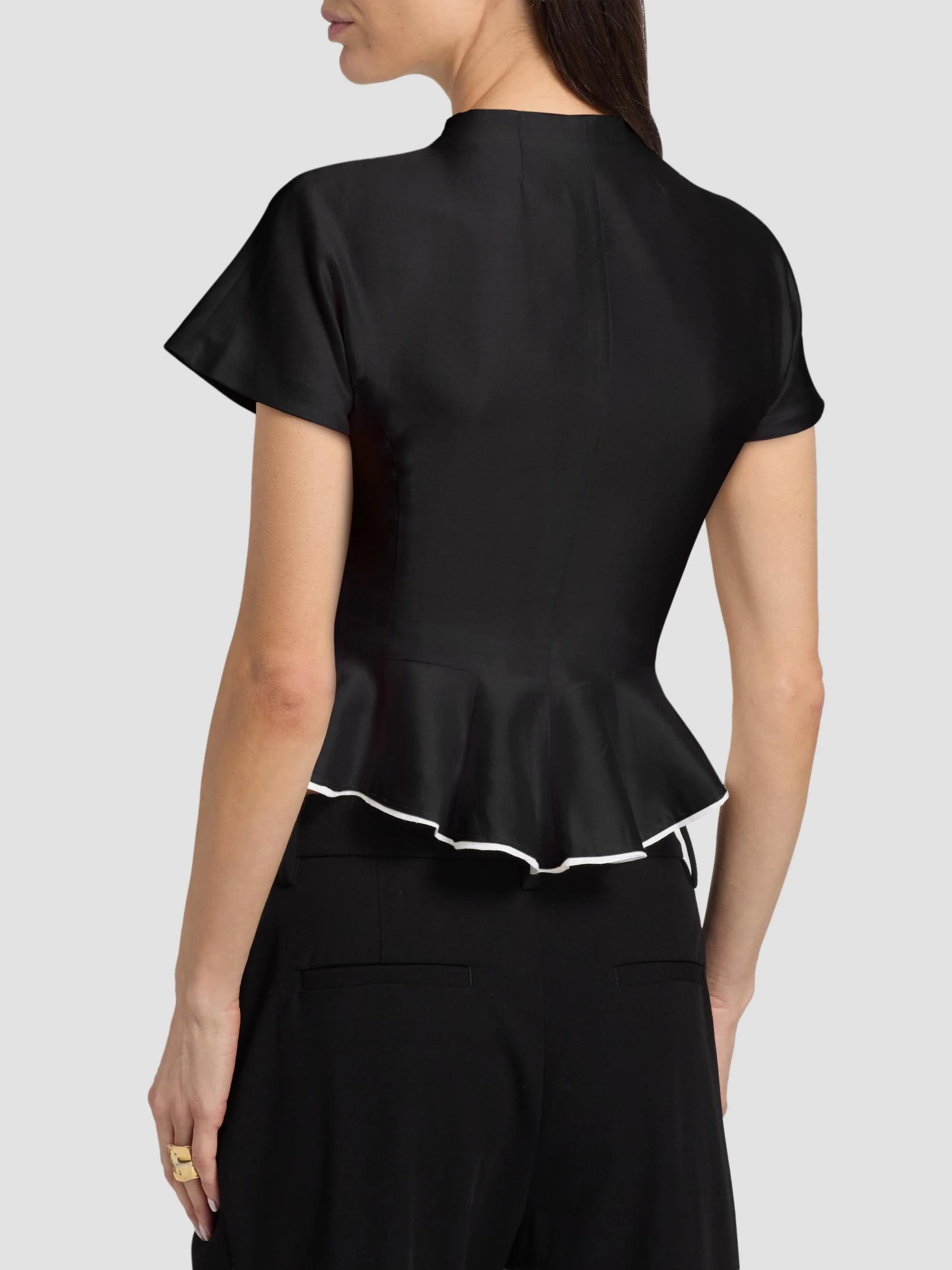 STAUD Maelle Wool-Blend Peplum Top | Saks Fifth Avenue