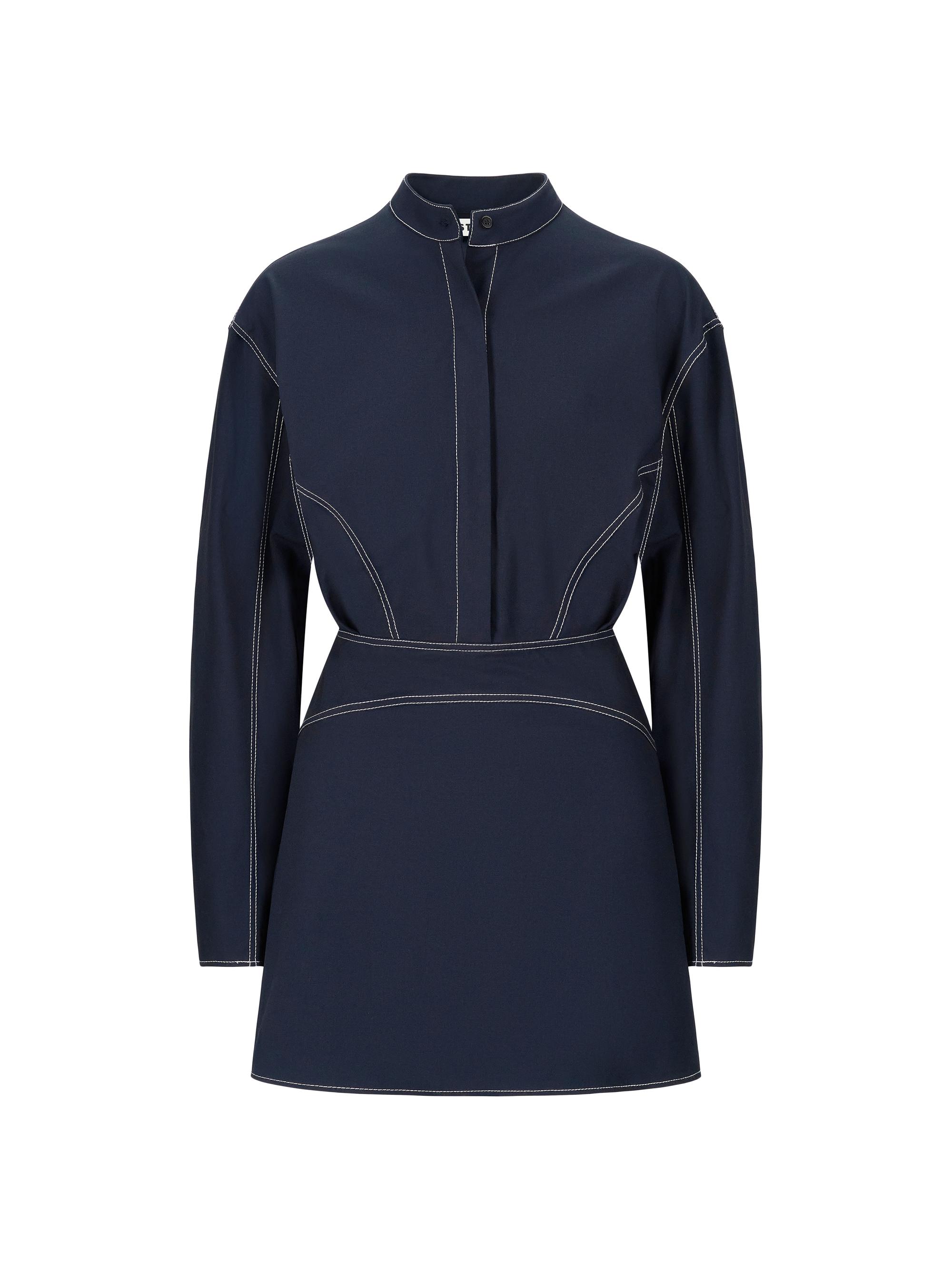 Staud Women's Kiln Contrast Stitch Shirtdress - Navy