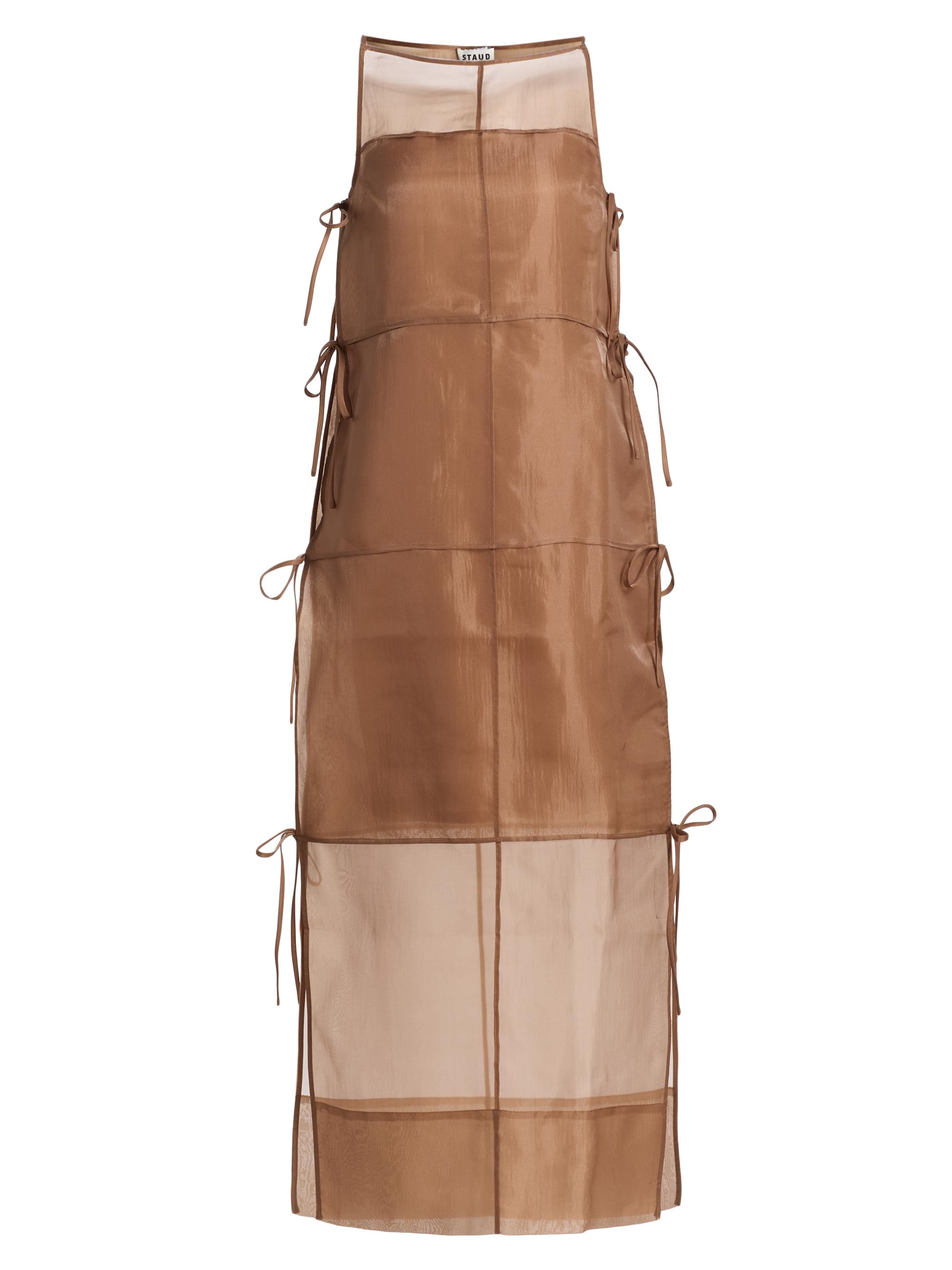 Staud Women's Chandler Tie-Detail Organza Cocktail Dress - Walnut