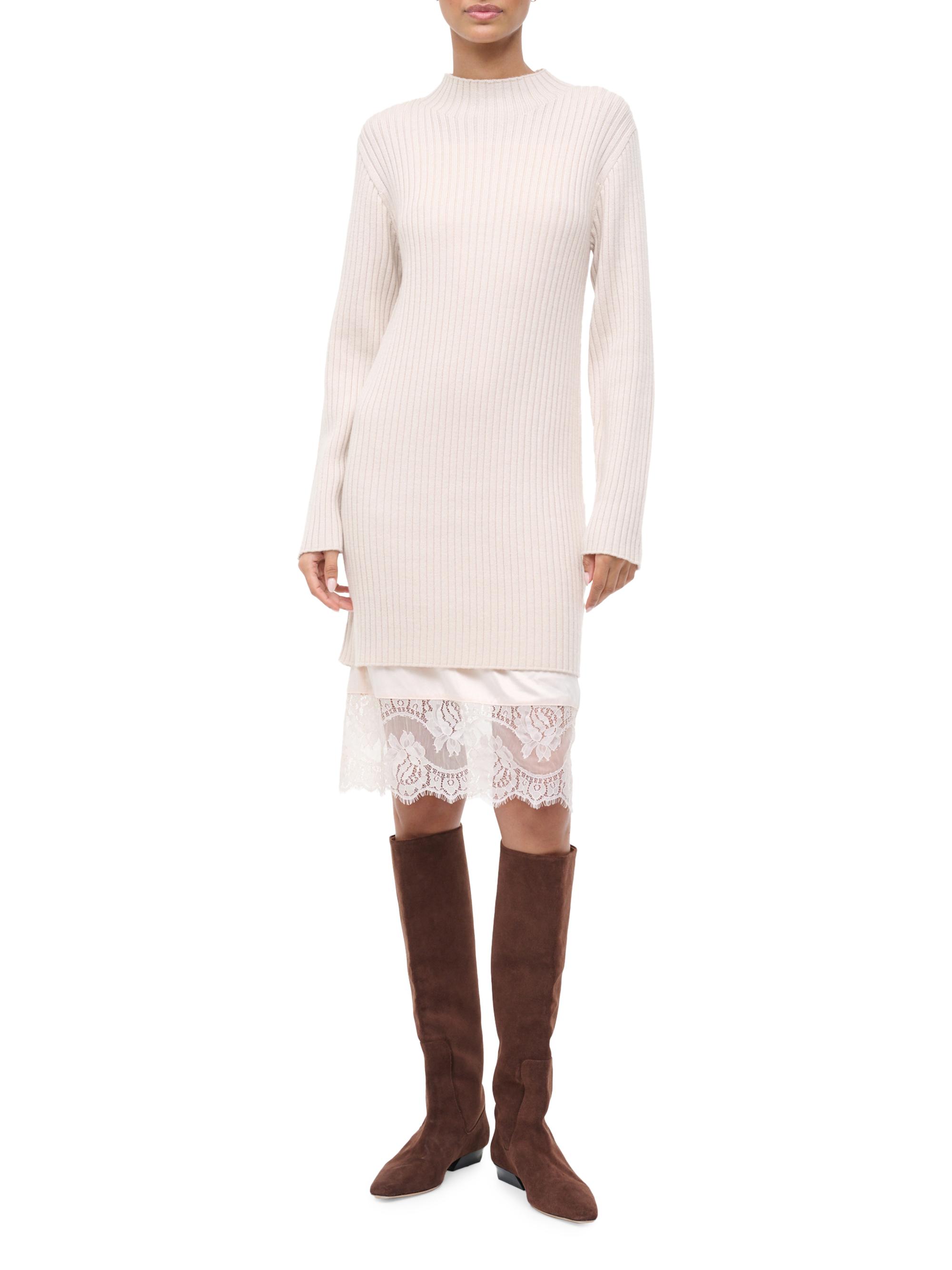 STAUD, Willow Sweater Dress in Ecru, Size XS