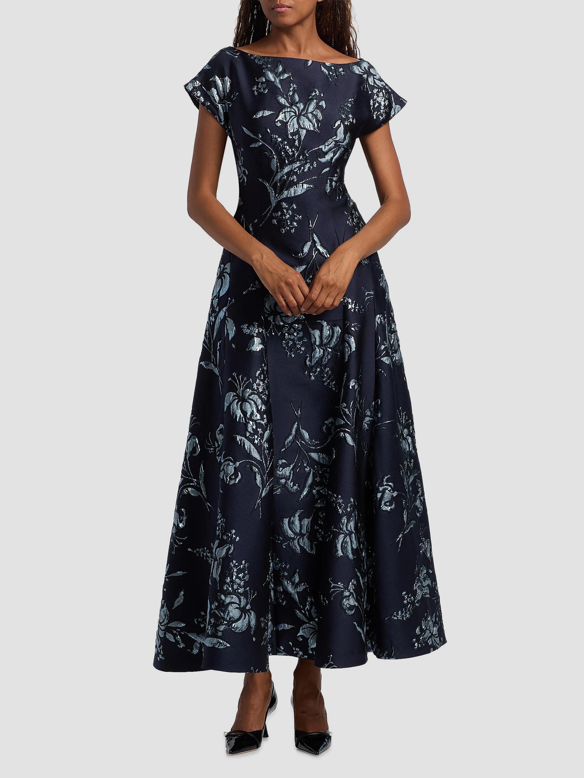 Lela Rose Metallic Floral Jacquard Cocktail Dress | Saks Fifth Avenue