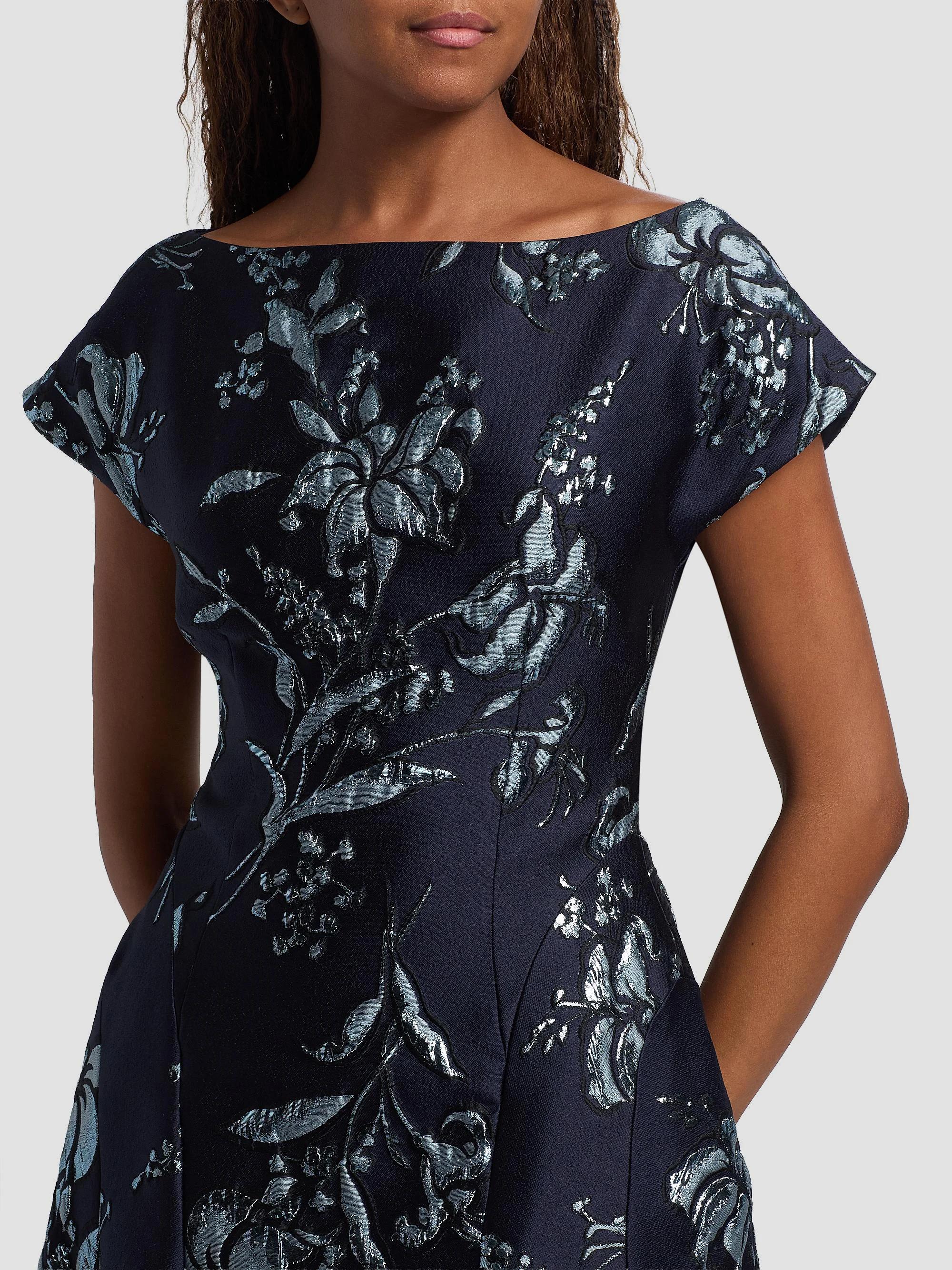 Lela Rose Metallic Floral Jacquard Cocktail Dress | Saks Fifth Avenue