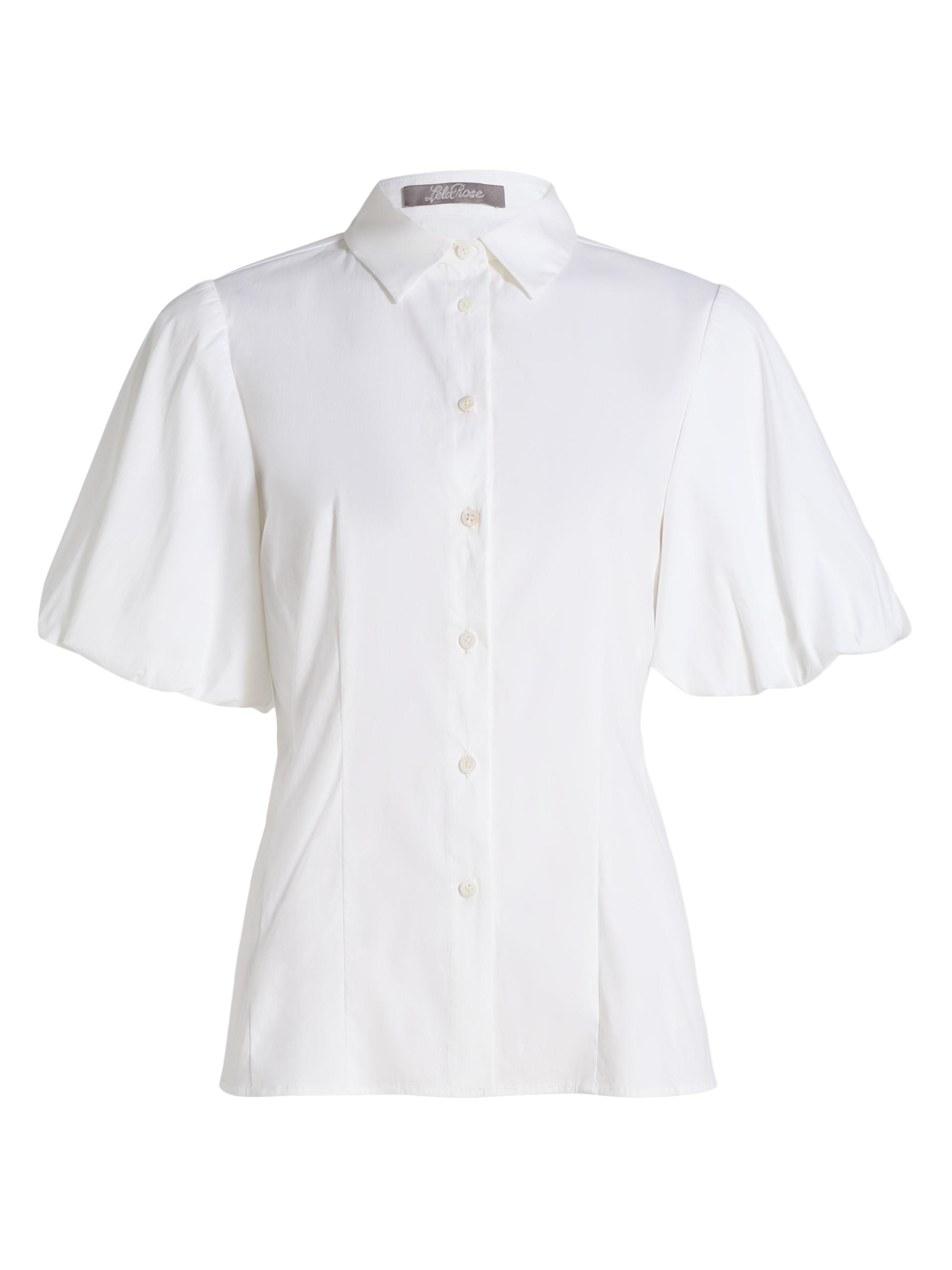 Lela Rose Women's Puff-Sleeve Cotton Poplin Shirt - White