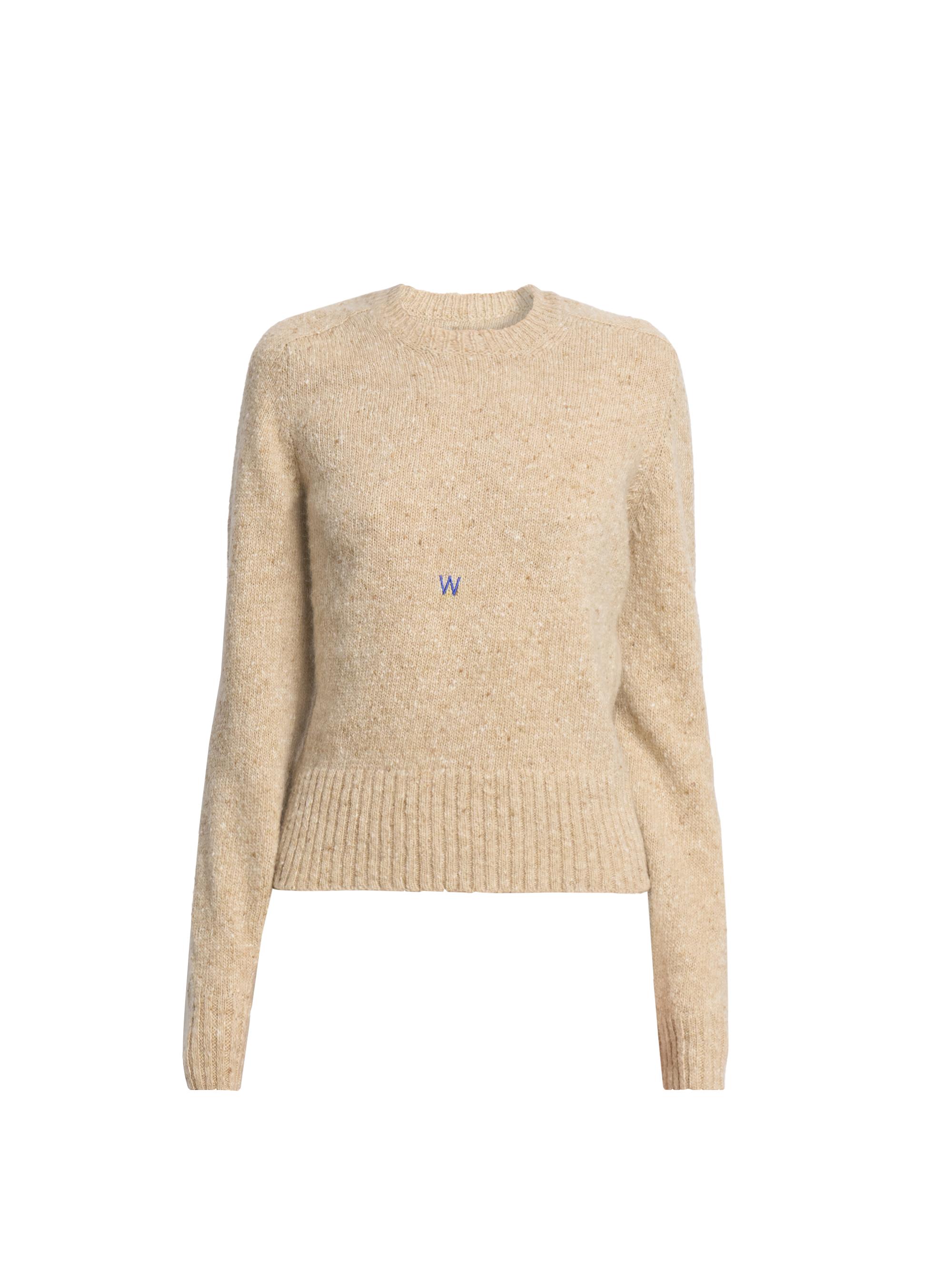 JW Anderson Women's Logo Embroidered Wool-Mohair Sweater - Oatmeal Melange