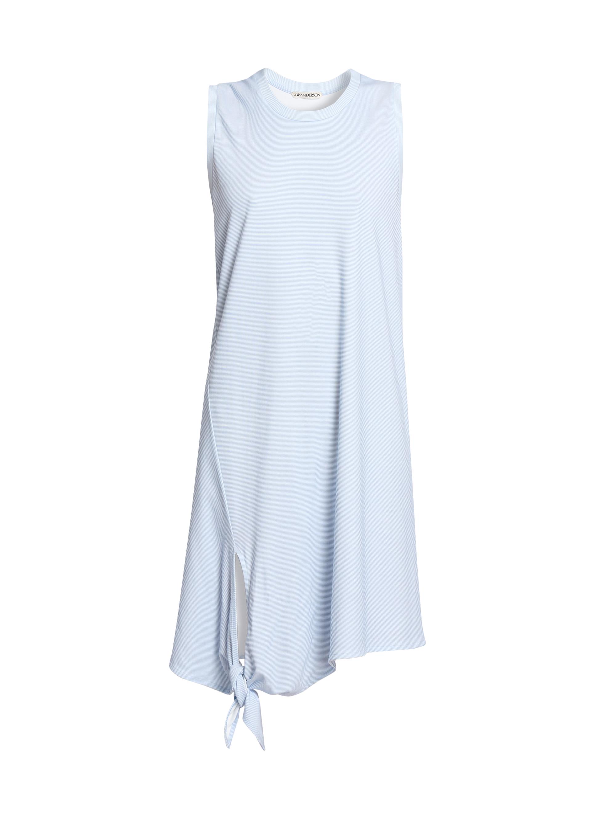 JW Anderson Women's Knotted-Hem Cotton Minidress - White Light Blue