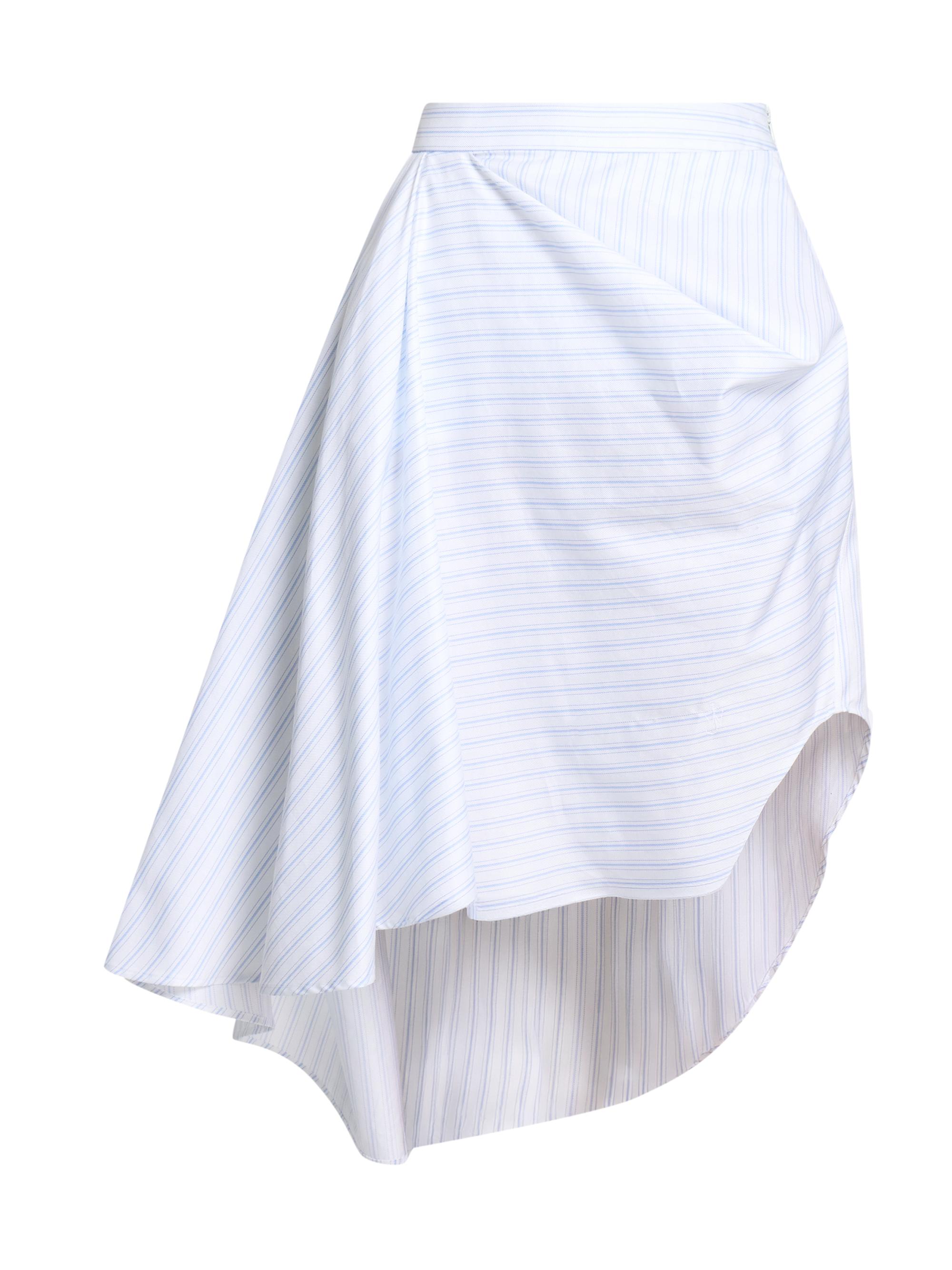JW Anderson Women's Asymmetric Draped Striped Cotton Midi-Skirt - White Blue