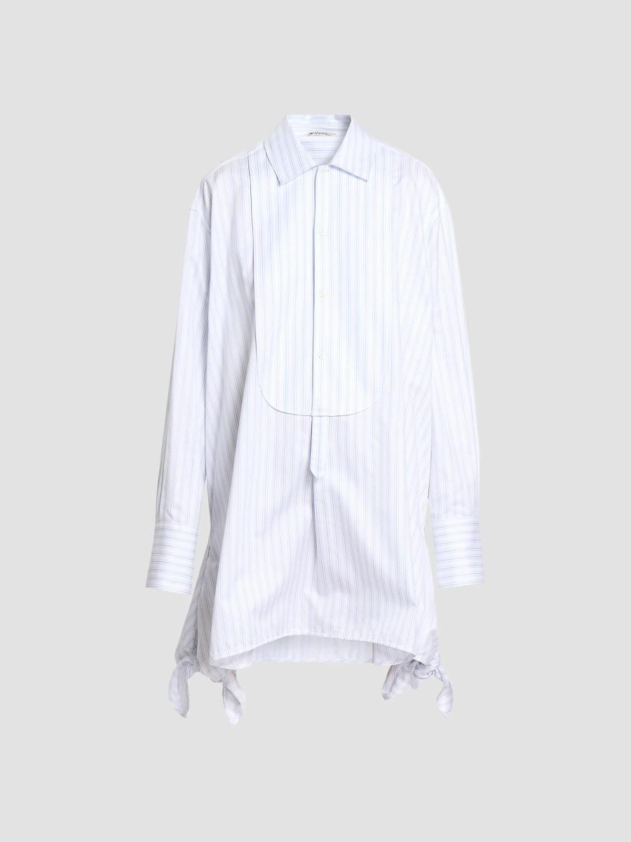 Jw Anderson Women's Knotted-hem Striped-cotton Shirtdress In White