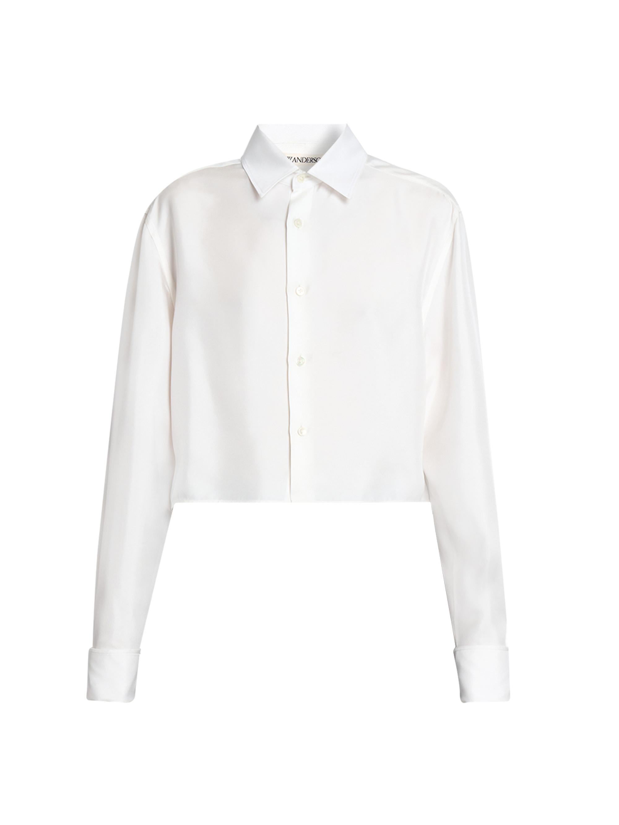 JW Anderson Women's Silk Crop Button-Front Shirt - Off White