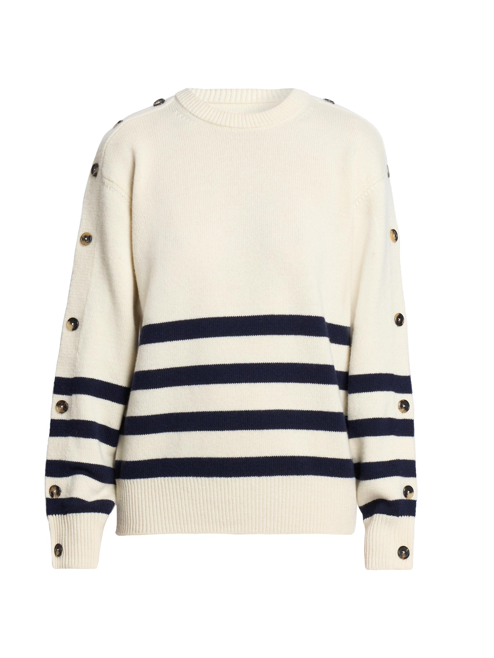 JW Anderson Women's Striped Button-Trim Wool Sweater -