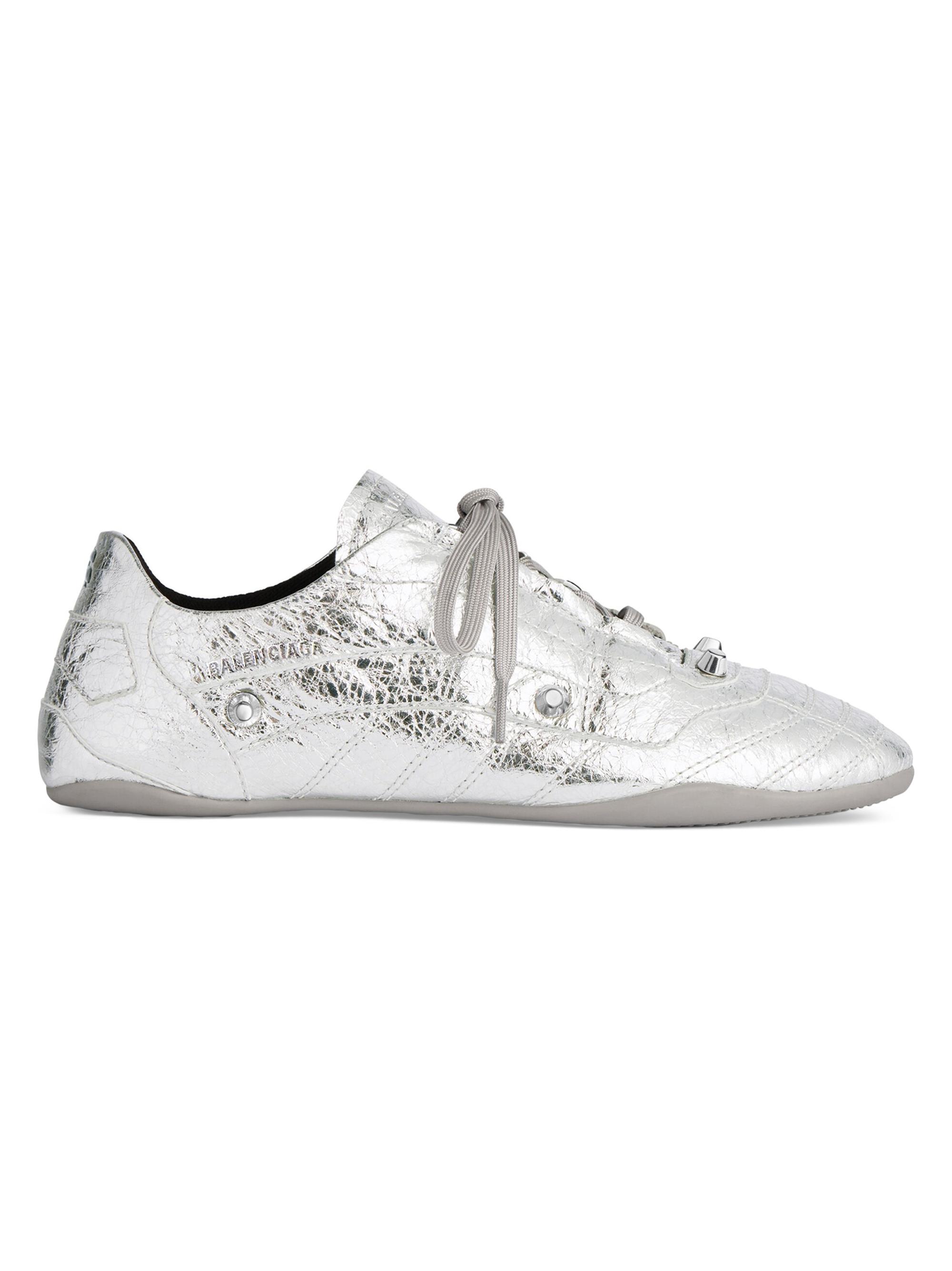 Balenciaga Women's Leather Low-Top Sneakers - Silver