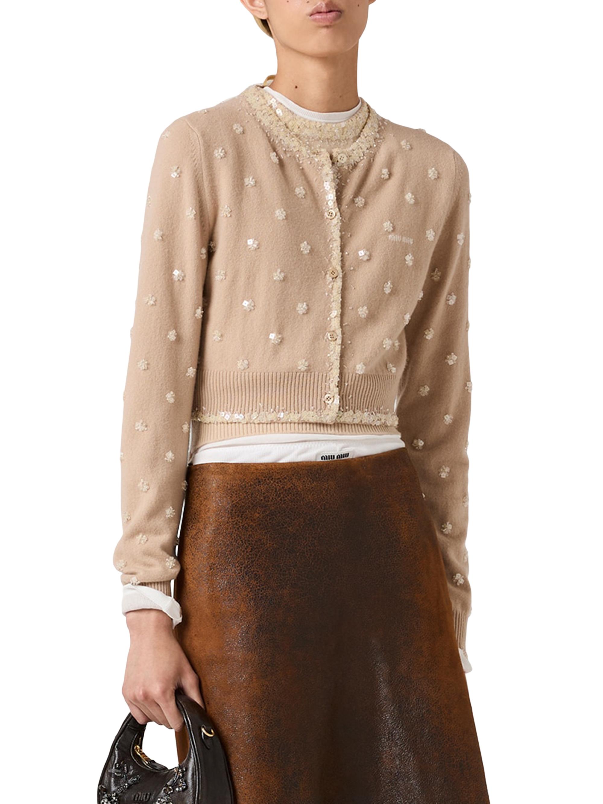 Miu Miu Embroidered Cashmere Cardigan | Saks Fifth Avenue