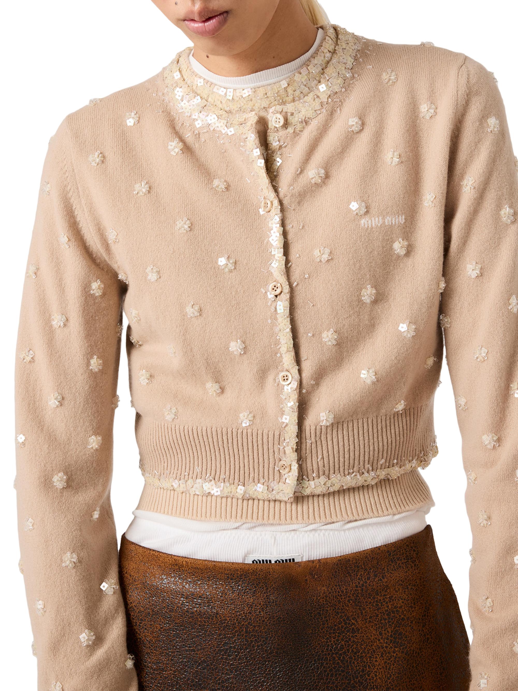 Miu Miu Embroidered Cashmere Cardigan | Saks Fifth Avenue