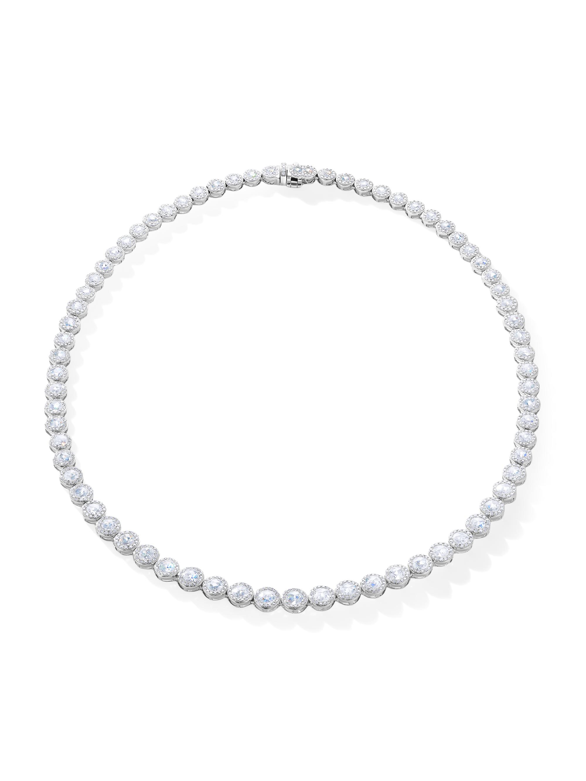 64 Facets Women's Scallop 18K White Gold & 9.15 TCW Diamond Riviera Necklace - White Gold